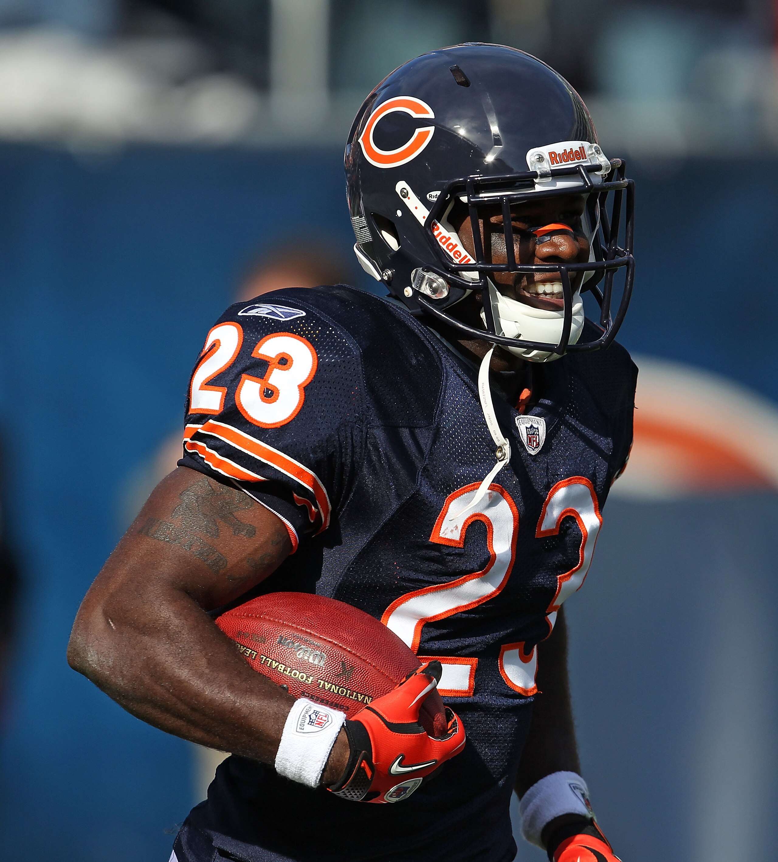 CHICAGO - OCTOBER 17: Devin Hester #23 of the Chicago Bears smiles after returning a punt 89 years for a touchdown in the 4th quarter against the Seattle Seahawks at Soldier Field on October 17, 2010 in Chicago, Illinois. The Seahawks defeated the Bears 2