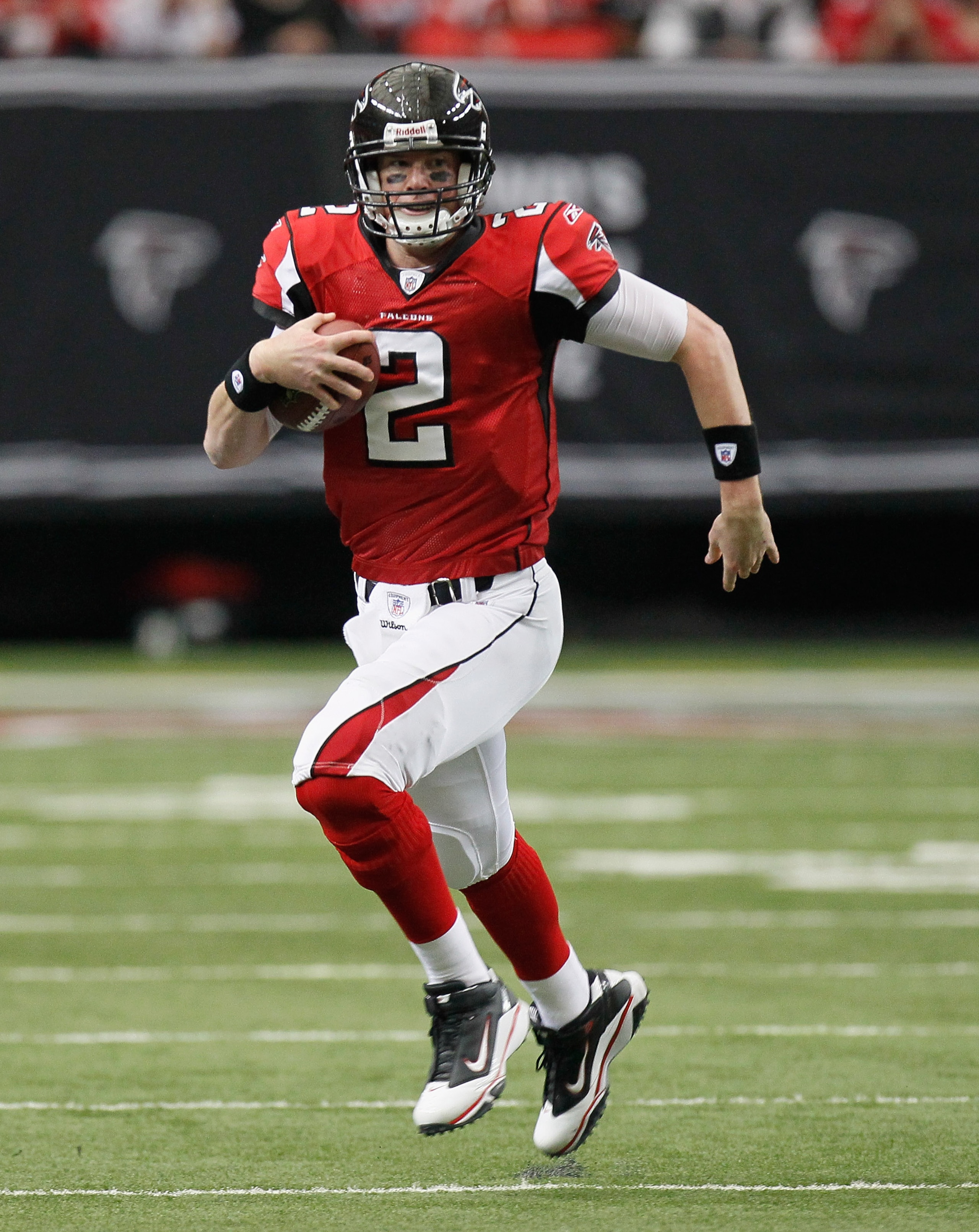 ATLANTA, GA - JANUARY 02:  Quarterback Matt Ryan #2 of the Atlanta Falcons against the Carolina Panthers at Georgia Dome on January 2, 2011 in Atlanta, Georgia.  (Photo by Kevin C. Cox/Getty Images)