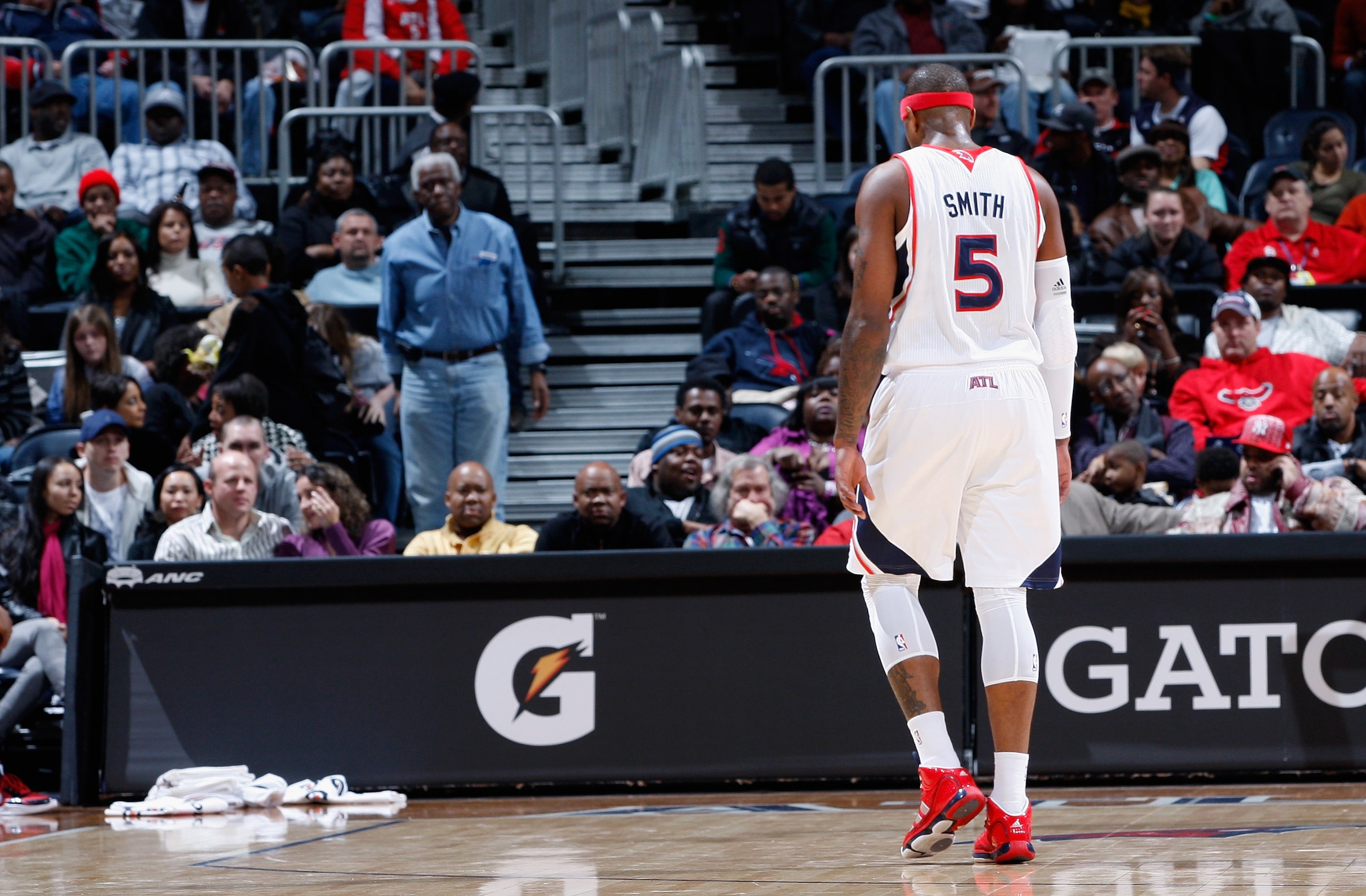 ATLANTA, GA - DECEMBER 11:  Josh Smith #5 of the Atlanta Hawks against the Indiana Pacers at Philips Arena on December 11, 2010 in Atlanta, Georgia.  NOTE TO USER: User expressly acknowledges and agrees that, by downloading and/or using this Photograph, u