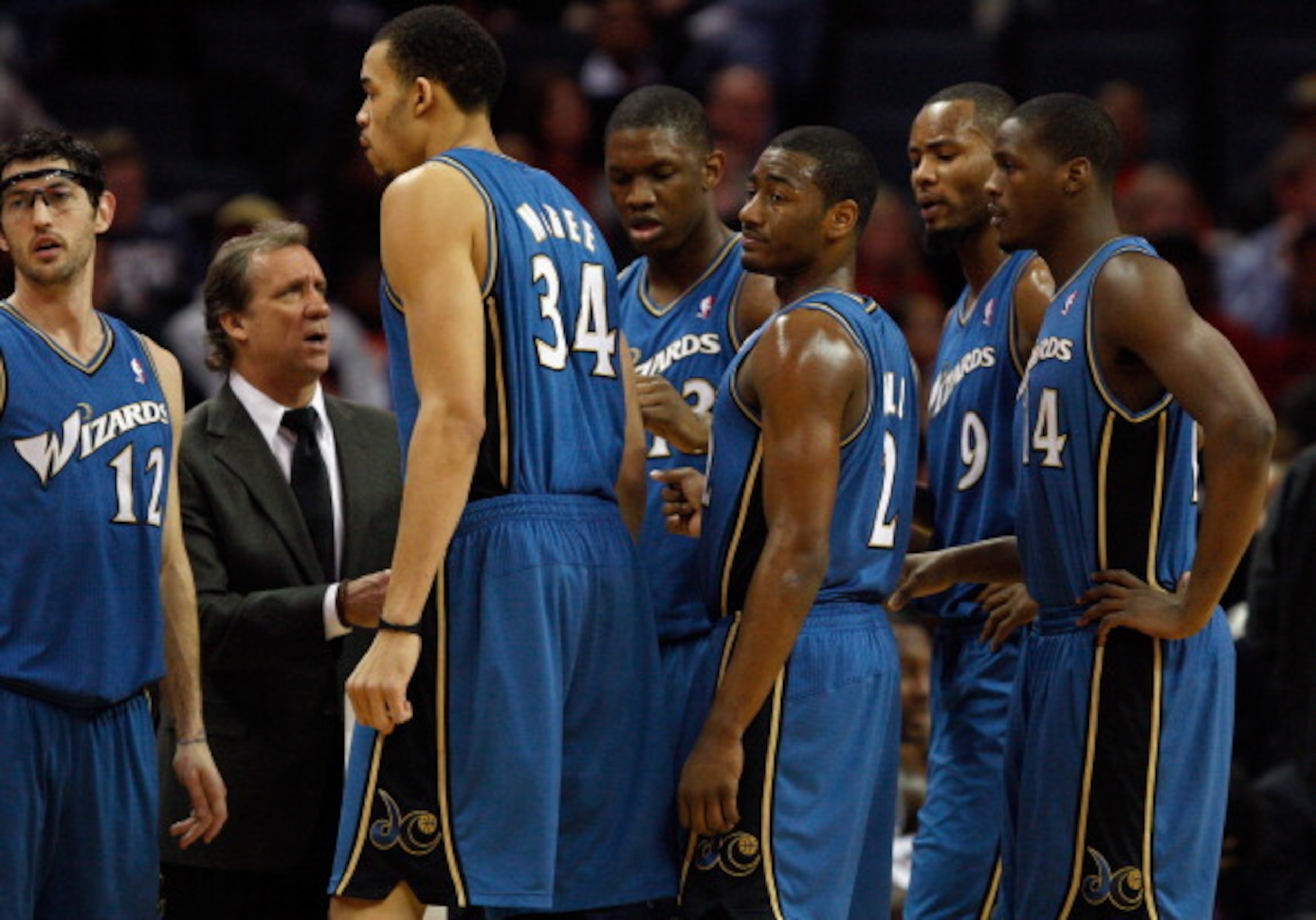CHARLOTTE, NC - JANUARY 08:  Head coach Flip Saunders of the Washington Wizards talks to his team on the sidelines during their game agains the Charlotte Bobcats at Time Warner Cable Arena on January 8, 2011 in Charlotte, North Carolina. NOTE TO USER: Use