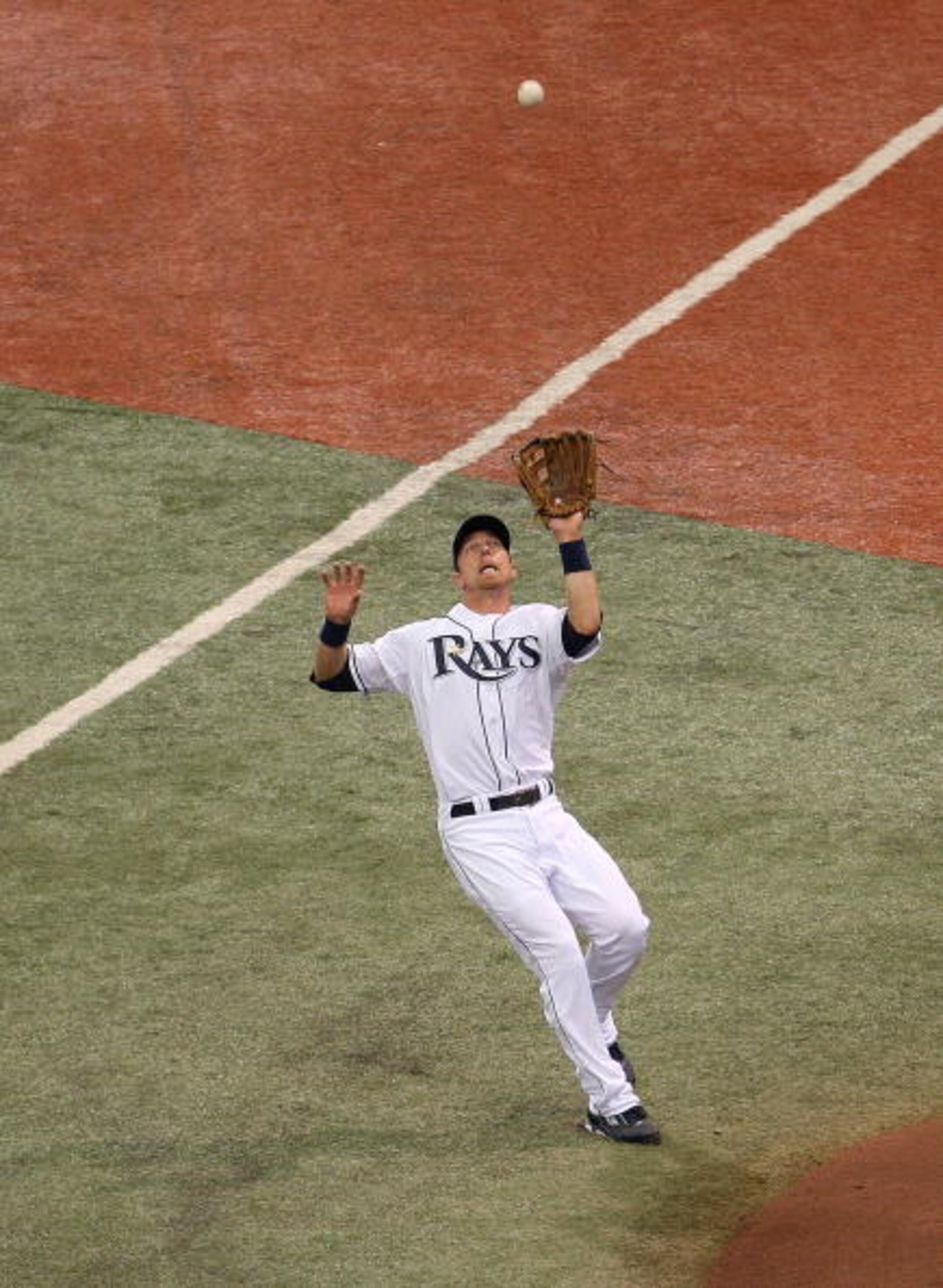 ST PETERSBURG, FL - OCTOBER 06: 6: Ben Zobrist #18 of the Tampa Bay Rays catches a fly ball during Game 1 of the ALDS against the Texas Rangers at Tropicana Field on October 6, 2010 in St. Petersburg, Florida. (Photo by Mike Ehrmann/Getty Images) ST PETERSBURG, FL - OCTOBER 06: 6: Ben Zobrist #18 of the Tampa Bay Rays catches a fly ball during Game 1 of the ALDS against the Texas Rangers at Tropicana Field on October 6, 2010 in St. Petersburg, Florida. (Photo by Mike Ehrmann/Getty Images)