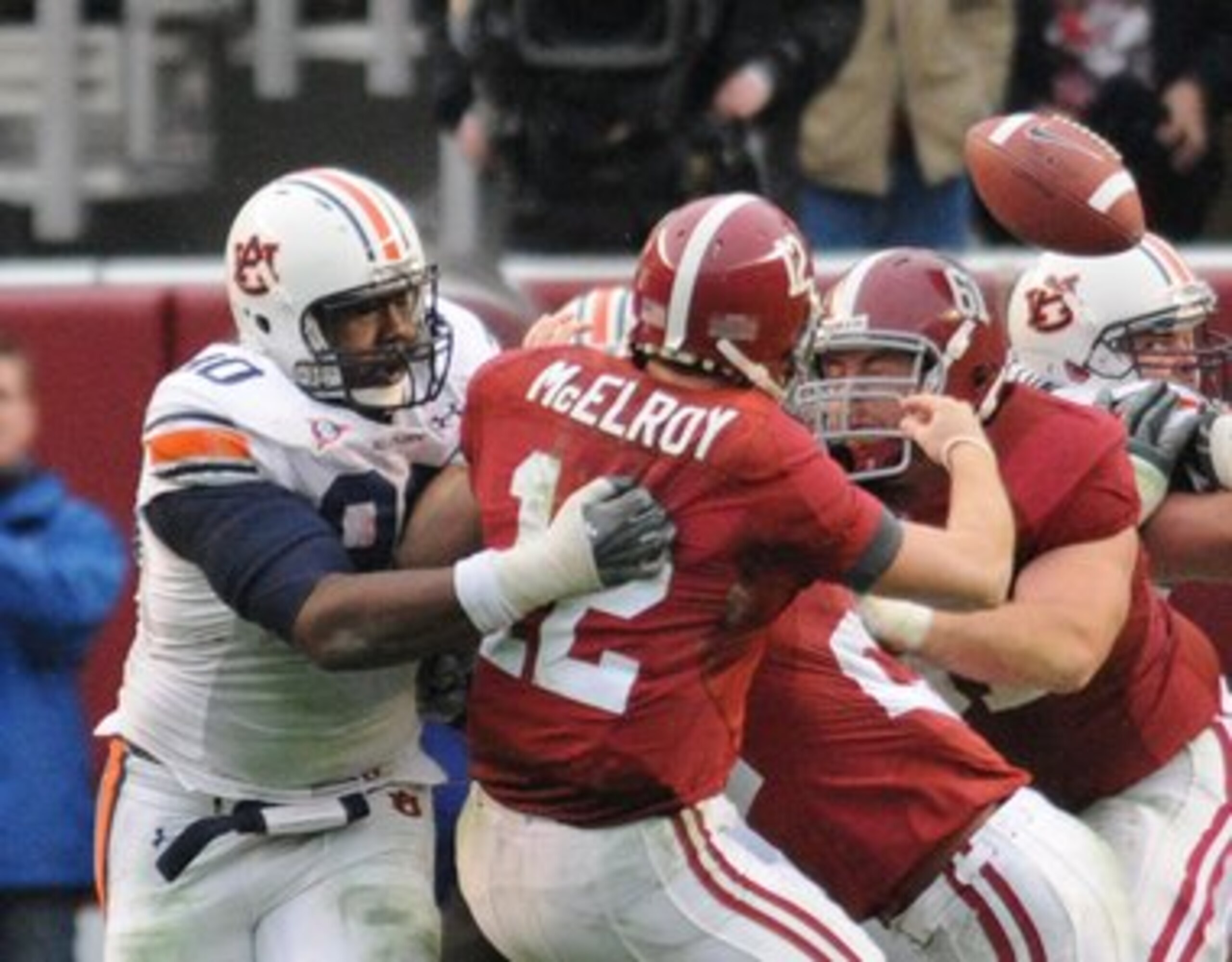 Nick Fairley puts his mark on McElroy. Nick Fairley puts his mark on McElroy.