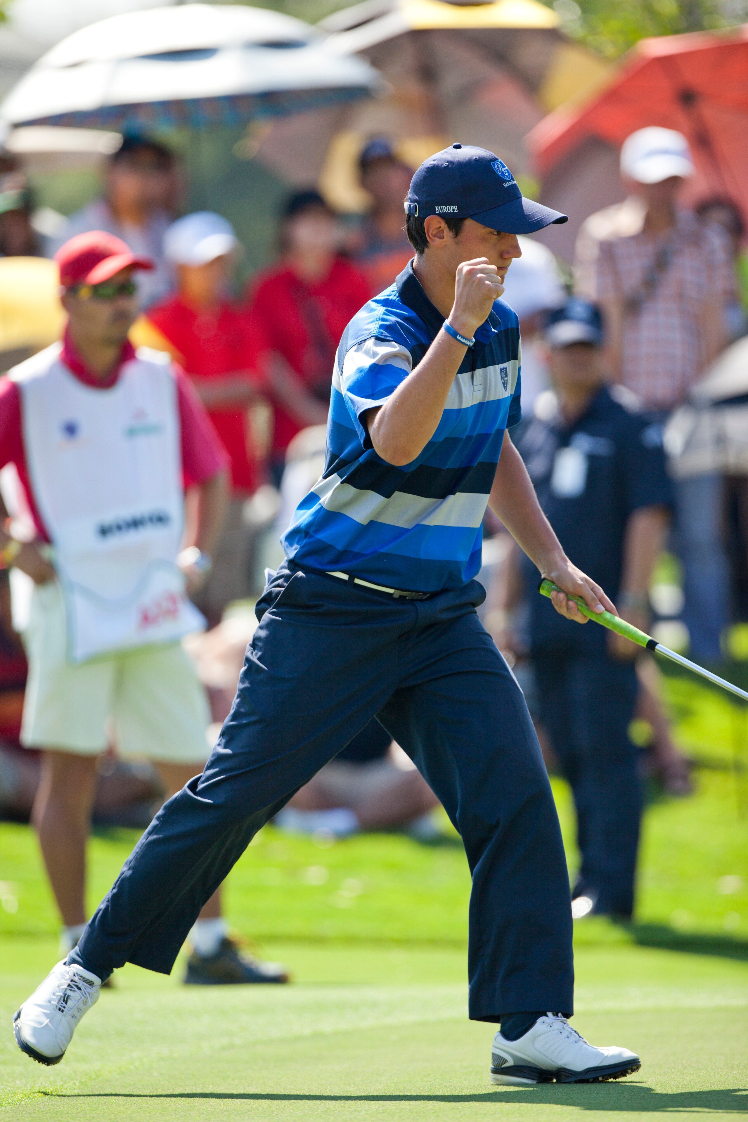 HUA HIN, THAILAND - JANUARY 09: Matteo Manassero of Italy celebrates after his shot on the 10th hole during day three of The Royal Trophy tournament at Black Mountain Golf Club on January 9, 2011 in Hua Hin, Thailand. (Photo by Athit Perawongmetha/Getty HUA HIN, THAILAND - JANUARY 09: Matteo Manassero of Italy celebrates after his shot on the 10th hole during day three of The Royal Trophy tournament at Black Mountain Golf Club on January 9, 2011 in Hua Hin, Thailand. (Photo by Athit Perawongmetha/Getty