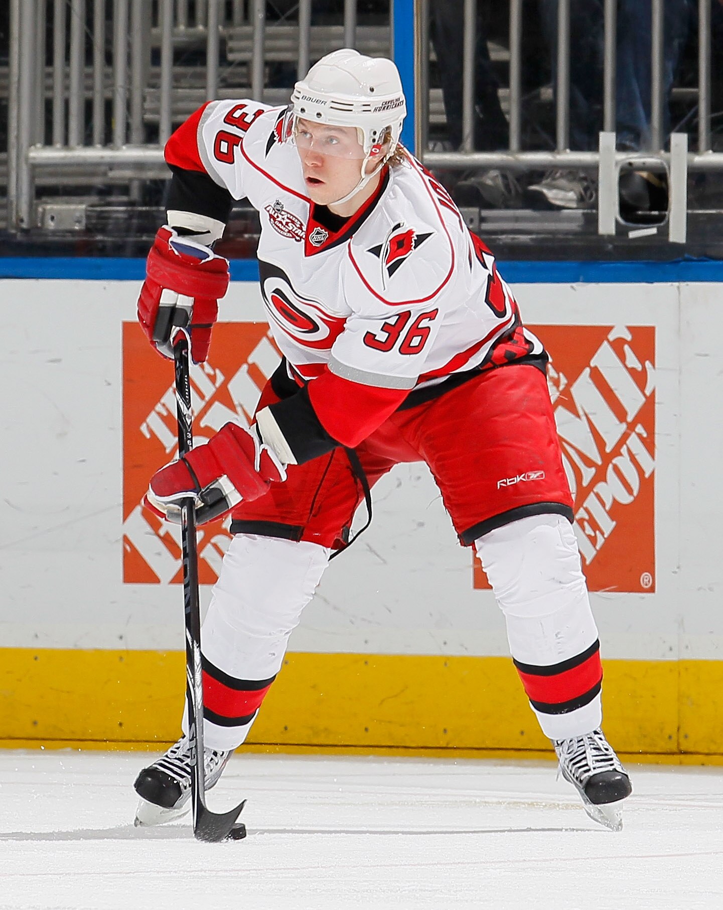ATLANTA, GA - DECEMBER 16:  Jussi Jokinen #36 of the Carolina Hurricanes against the Atlanta Thrashers at Philips Arena on December 16, 2010 in Atlanta, Georgia.  (Photo by Kevin C. Cox/Getty Images)