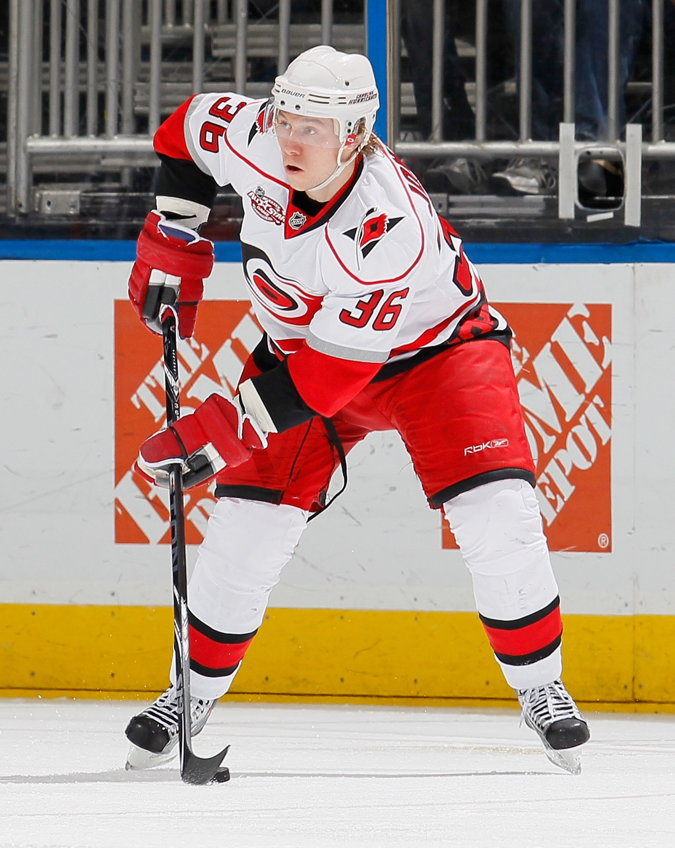 ATLANTA, GA - DECEMBER 16:  Jussi Jokinen #36 of the Carolina Hurricanes against the Atlanta Thrashers at Philips Arena on December 16, 2010 in Atlanta, Georgia.  (Photo by Kevin C. Cox/Getty Images)