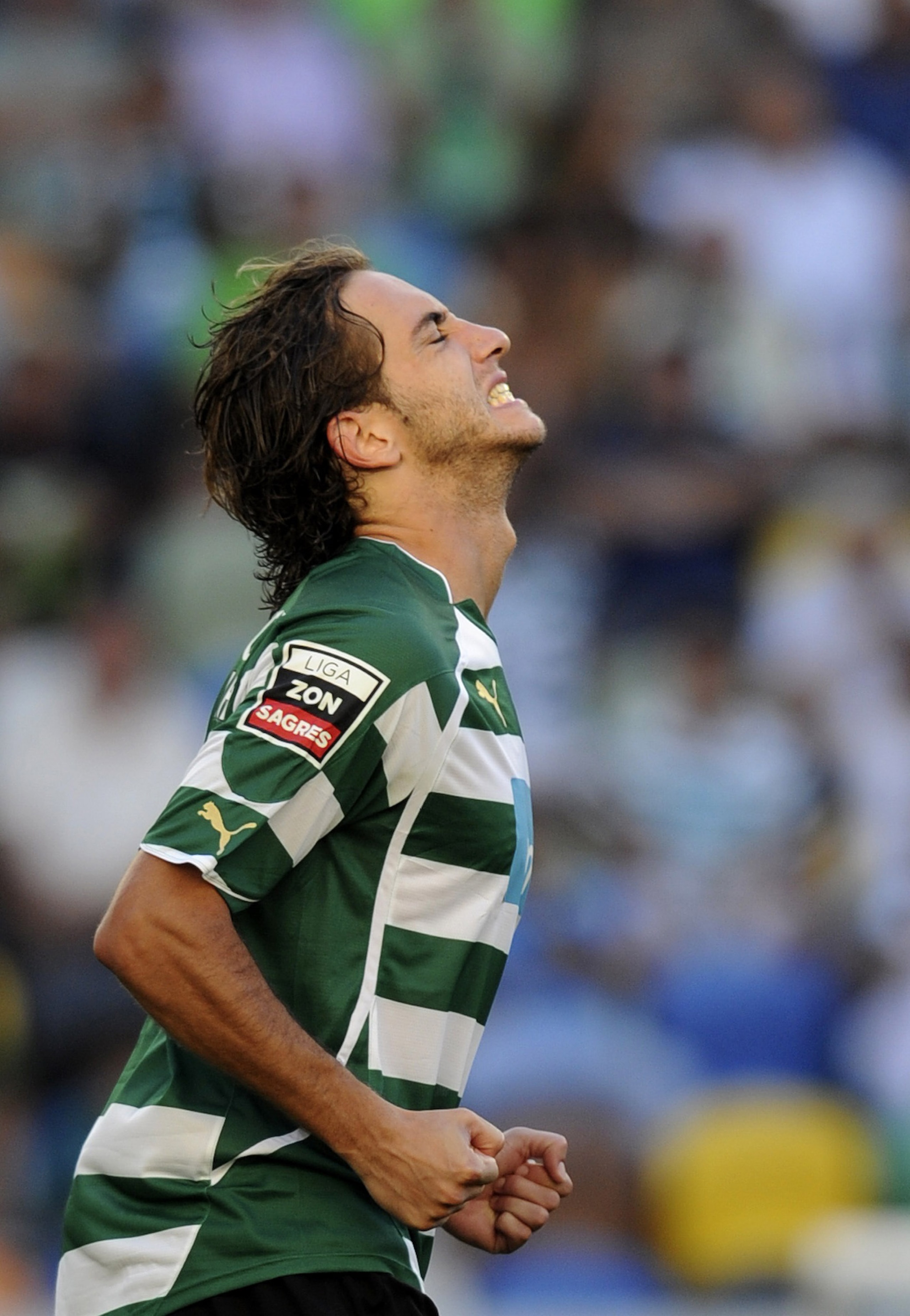 LISBON, PORTUGAL - AUGUST 22:  Nuno Coelho of Sporting Lisbon reacts during the Portuguese Liga football match between Sporting Lisbon and  Maritimo at Alvalade Stadium on August 22, 2010 in Lisbon, Portugal. (Photo by Patricia De Melo Moreira/EuroFootbal