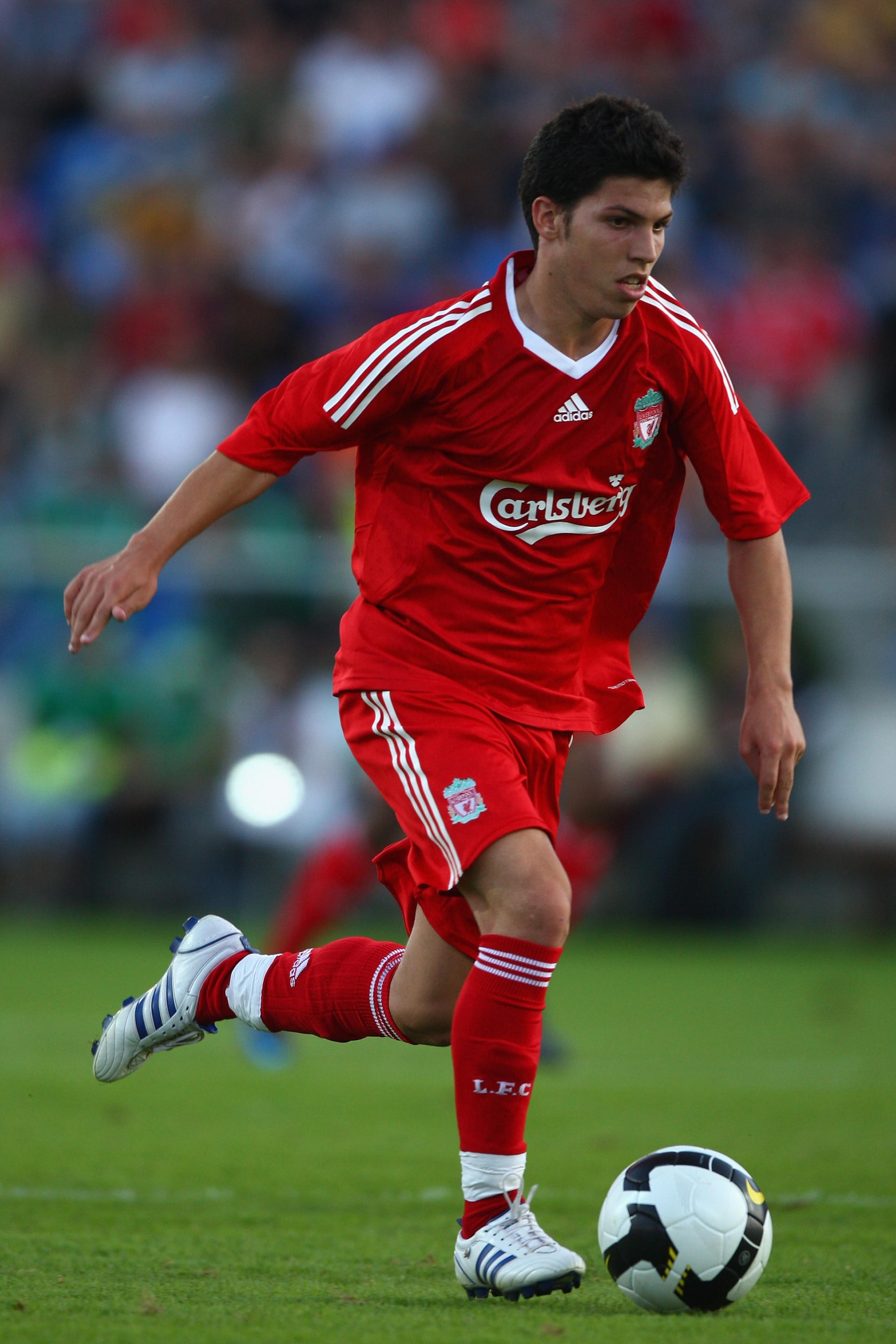 GRENCHEN, SWITZERLAND - JULY 16: Daniel Pacheco of Liverpool during the Pre Season Friendly match between FC Lucerne and Liverpool at the Bruehl- Stadium on July 16, 2008 in Grenchen, Switzerland. (Photo by Michael Steele/Getty Images)
