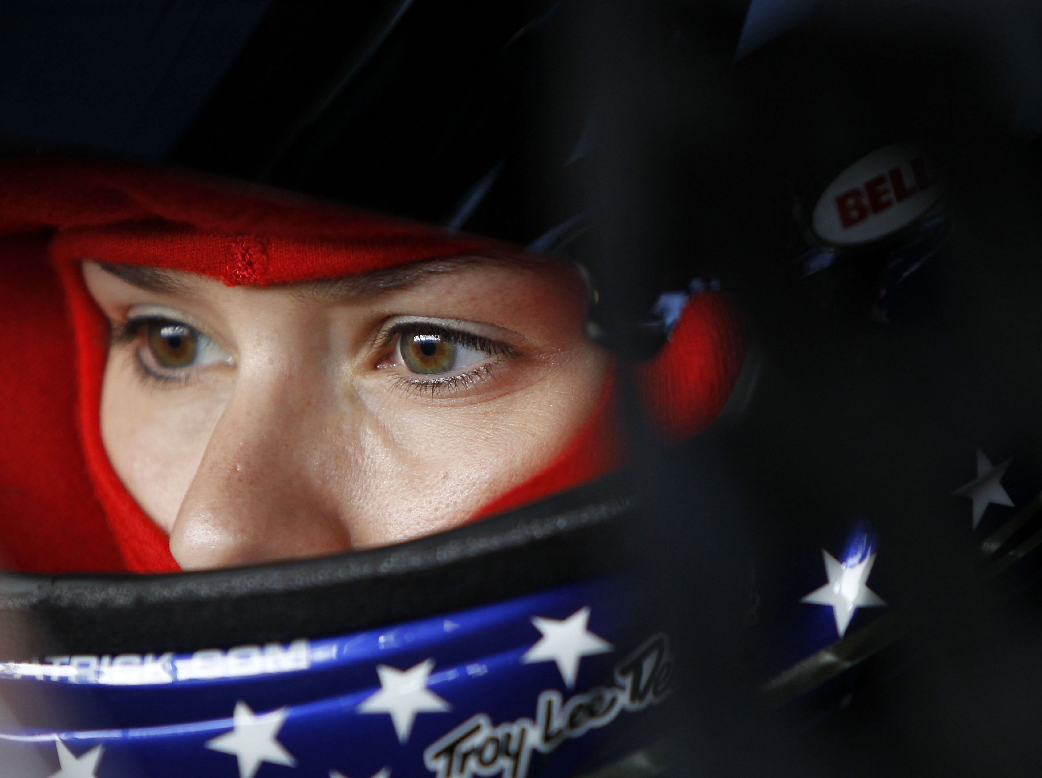 HOMESTEAD, FL - NOVEMBER 19:  Danica Patrick, driver of the #7 GoDaddy.com Chevrolet, sits in her car during practice for the NASCAR Nationwide Series Ford 300 at Homestead-Miami Speedway on November 19, 2010 in Homestead, Florida.  (Photo by Chris Trotma