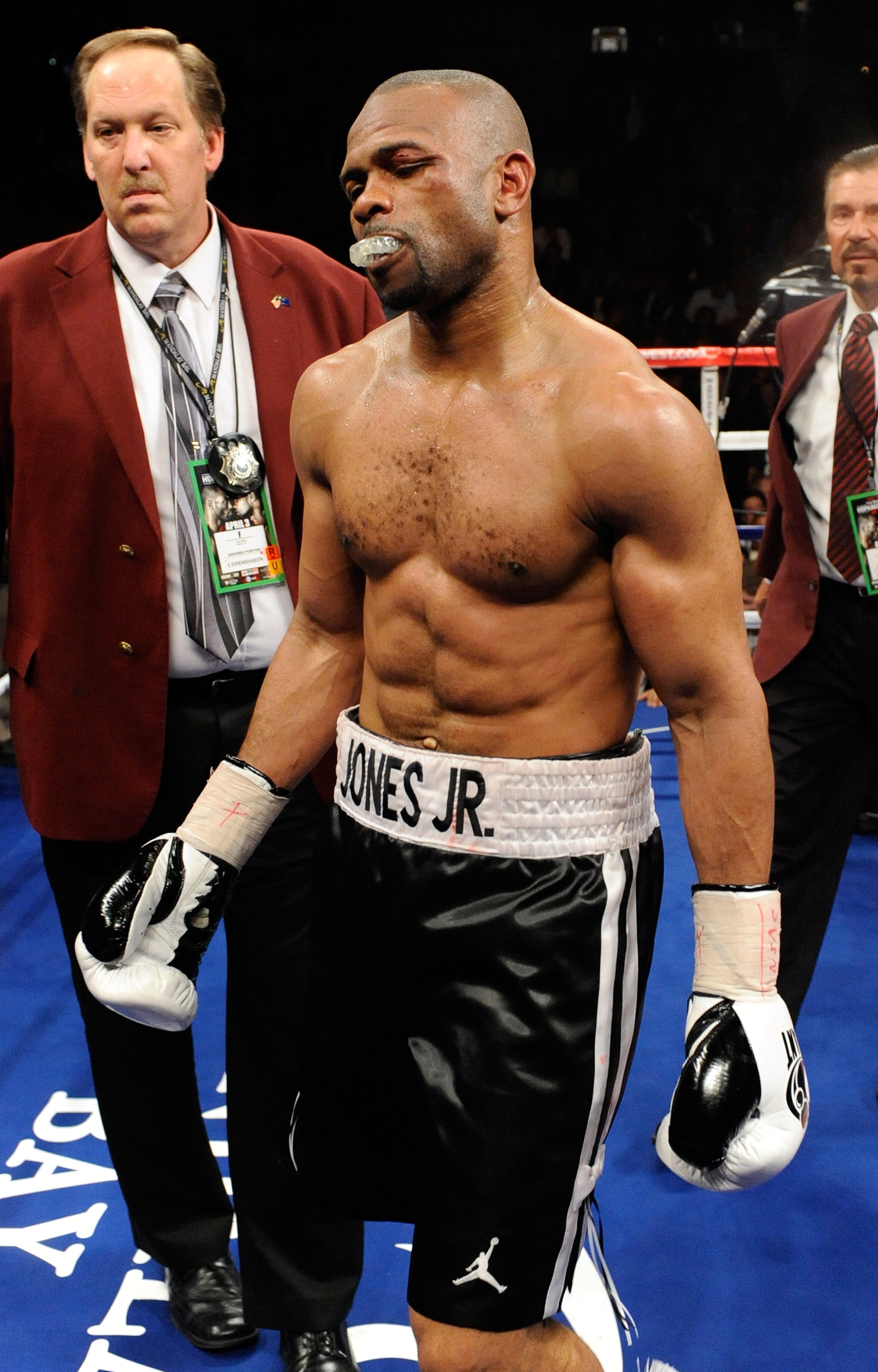 LAS VEGAS - APRIL 03:  Roy Jones Jr. walks to his corner after his light heavyweight bout againt Bernard Hopkins at the Mandalay Bay Events Center April 3, 2010 in Las Vegas, Nevada. Hopkins won by unanimous decision.  (Photo by Ethan Miller/Getty Images)