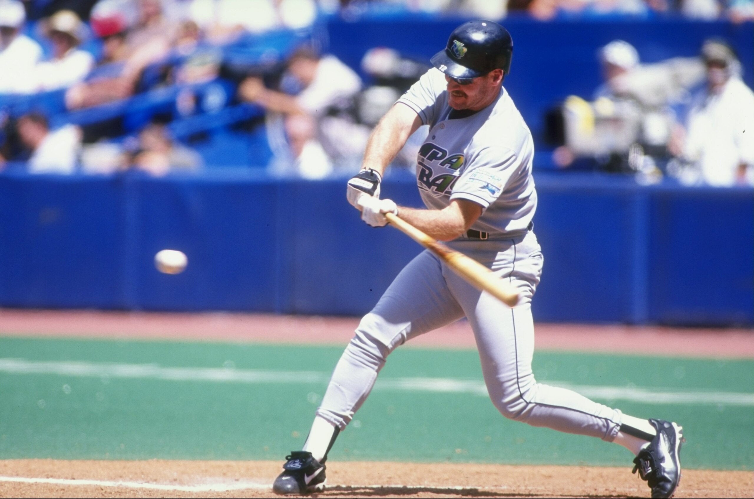 5 Jul 1998:   Wade Boggs #12 of the Tampa Bay Devil Rays swings at the ball during the game against the Toronto Blue Jays at the Sky Dome in Toronto , Canada. The Blue Jays defeated the Devil Rays 2-1. Mandatory Credit: Rick Stewart  /Allsport