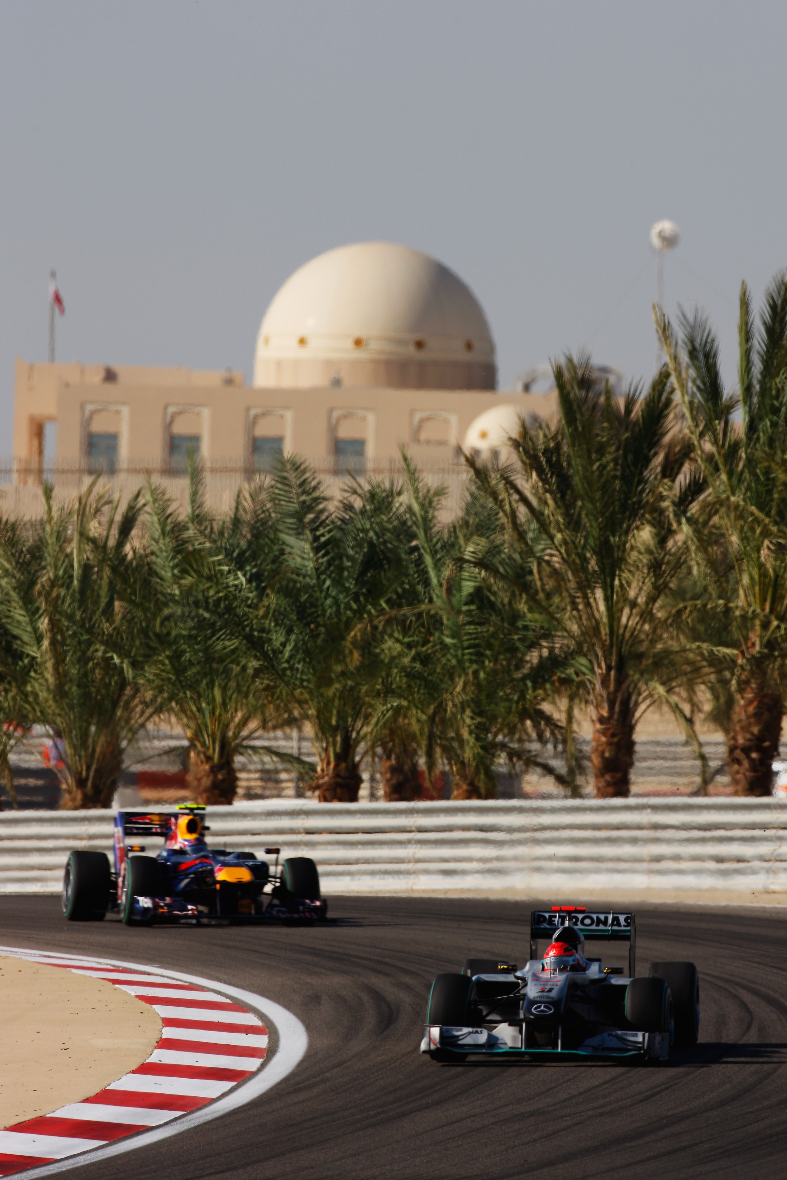 SAKIR, BAHRAIN - MARCH 14:  Michael Schumacher of Germany and Mercedes GP drives during the Bahrain Formula One Grand Prix at the Bahrain International Circuit on March 14, 2010 in Sakir, Bahrain.  (Photo by Mark Thompson/Getty Images)