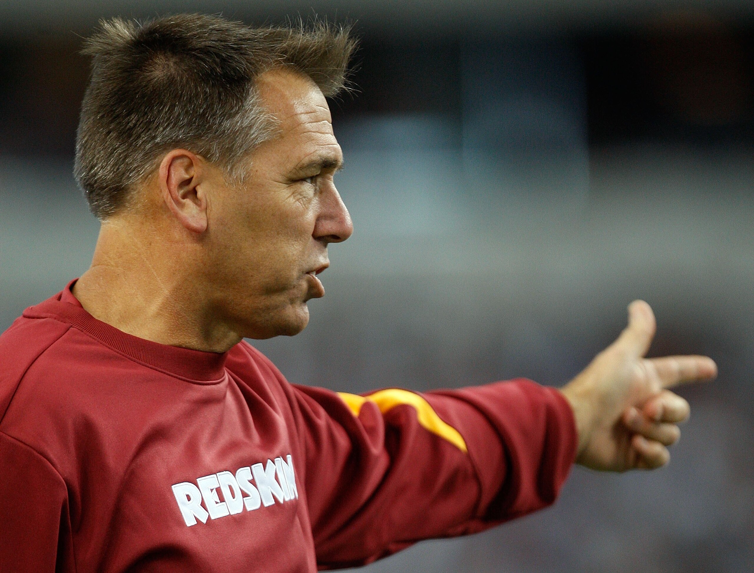 ARLINGTON, TX - NOVEMBER 22:  Head coach Jim Zorn of the Washington Redskins at Cowboys Stadium on November 22, 2009 in Arlington, Texas.  (Photo by Ronald Martinez/Getty Images)