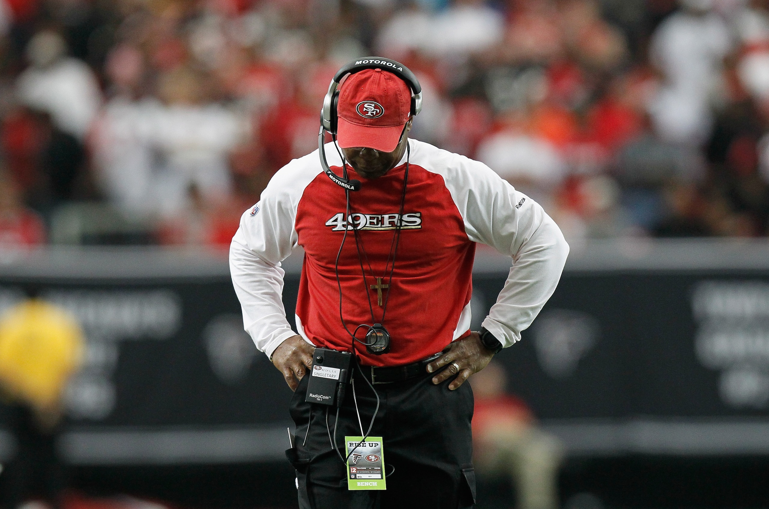 ATLANTA - OCTOBER 03: Head coach Mike Singletary of the San Francisco 49ers paces the sidelines during the game against the Atlanta Falcons at Georgia Dome on October 3, 2010 in Atlanta, Georgia. (Photo by Kevin C. Cox/Getty Images) ATLANTA - OCTOBER 03: Head coach Mike Singletary of the San Francisco 49ers paces the sidelines during the game against the Atlanta Falcons at Georgia Dome on October 3, 2010 in Atlanta, Georgia. (Photo by Kevin C. Cox/Getty Images)