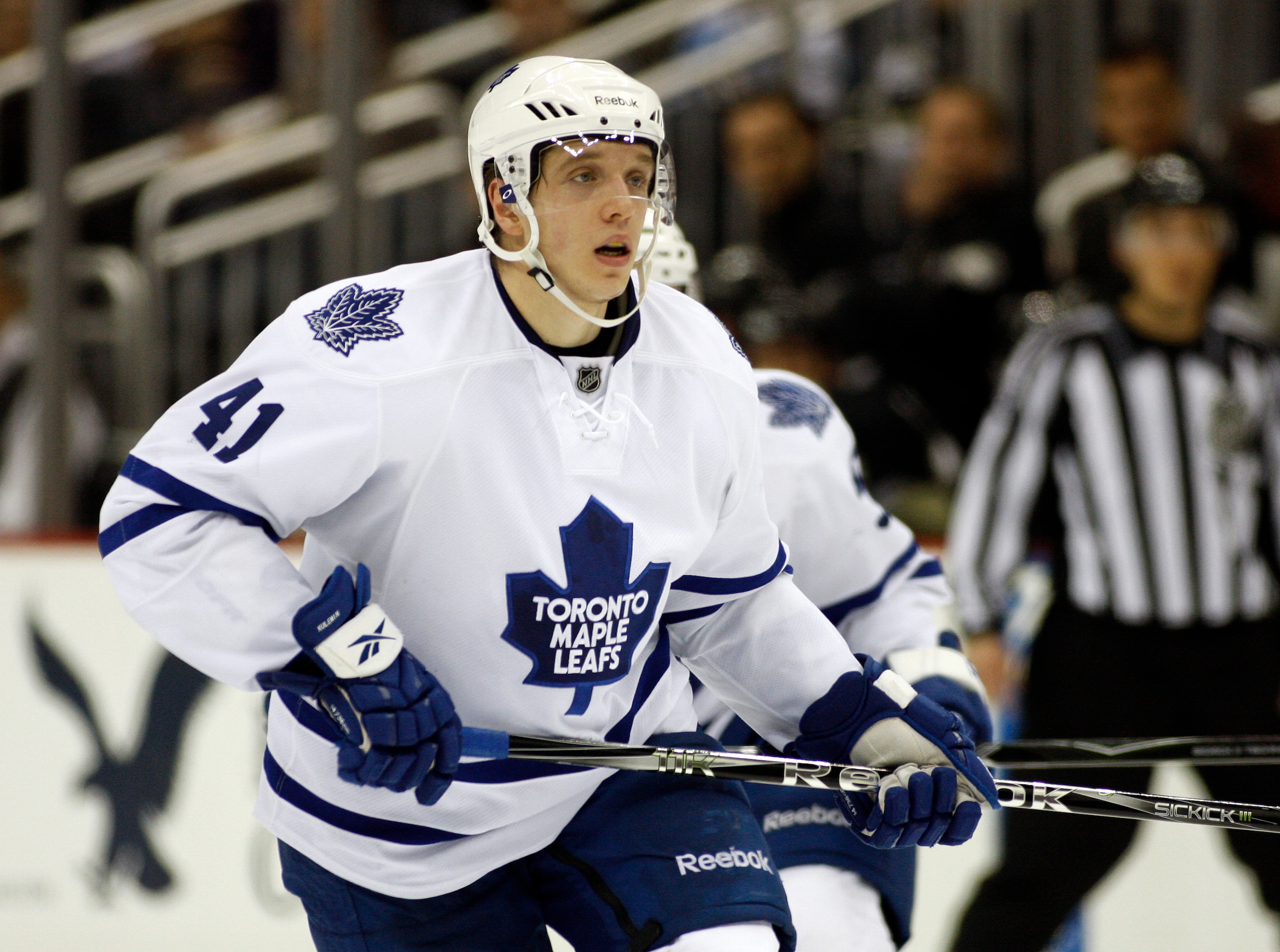 PITTSBURGH, PA - DECEMBER 08:  Nikolai Kulemin #41 of the Toronto Maple Leafs skates against the Pittsburgh Penguins at Consol Energy Center on December 8, 2010 in Pittsburgh, Pennsylvania.  Penguins defeated the Maple Leafs 5-2.  (Photo by Justin K. Alle