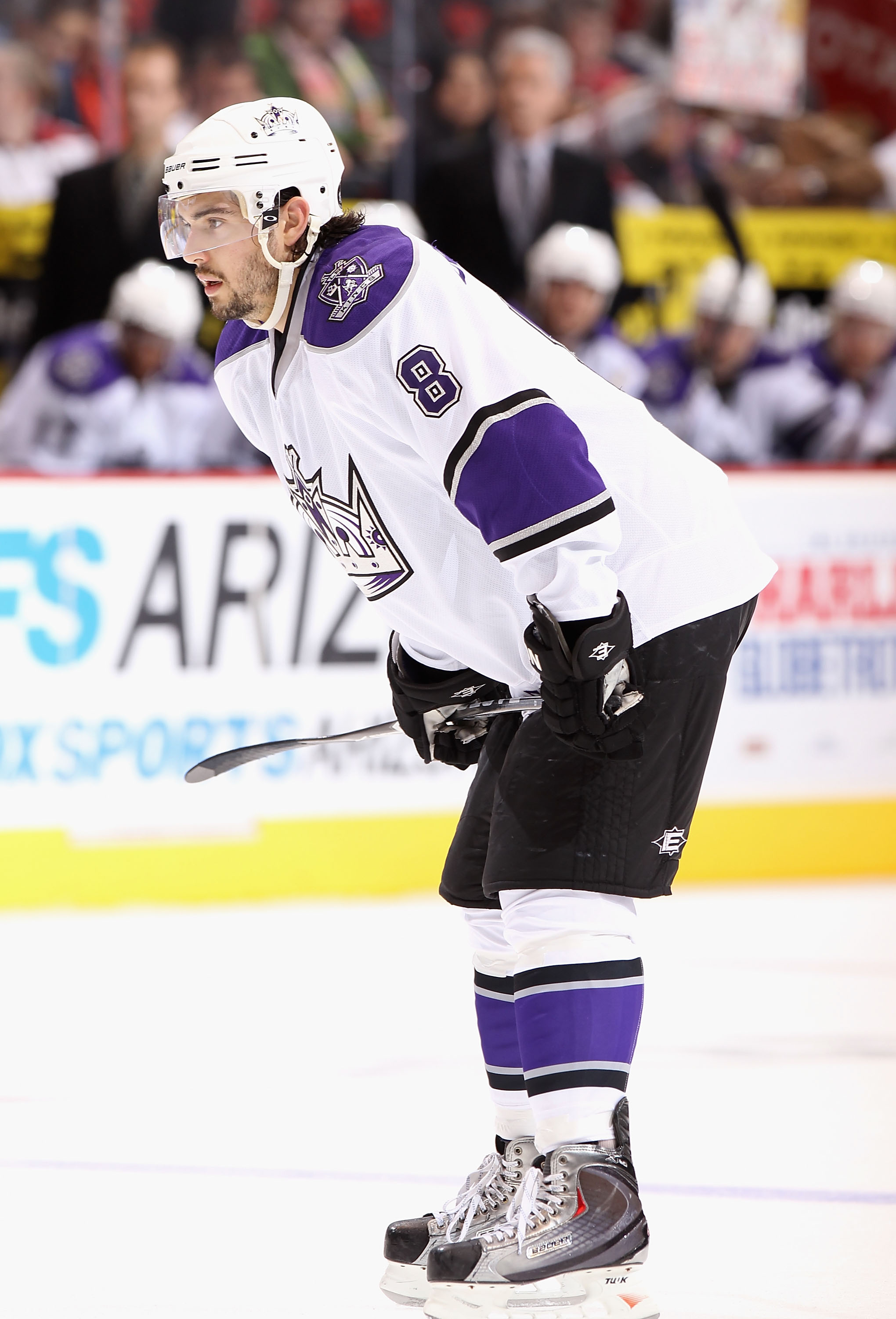 GLENDALE, AZ - DECEMBER 29:  Drew Doughty #8 of the Los Angeles Kings  during the NHL game against the Phoenix Coyotes at Jobing.com Arena on December 29, 2010 in Glendale, Arizona.  The Coyotes defeated the Kings 6-3.  (Photo by Christian Petersen/Getty