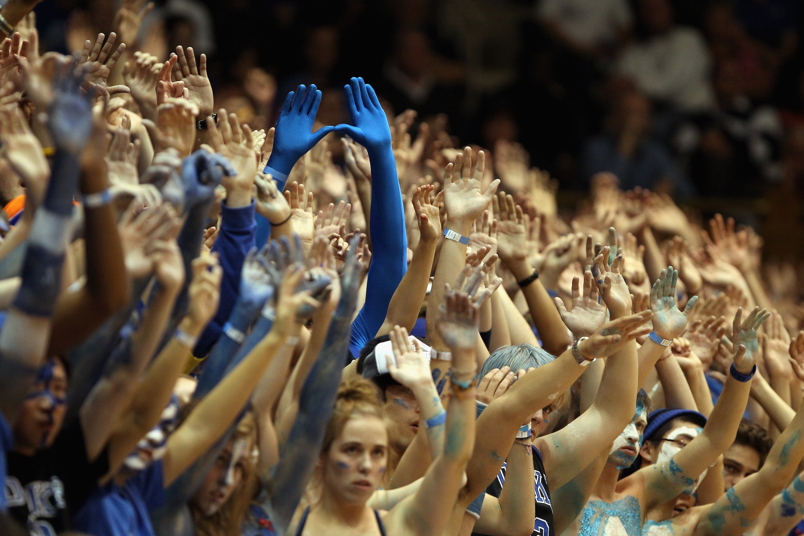 DURHAM, NC - DECEMBER 01:  Cameron Crazies watch on during the game between the Michigan State Spartans and the Duke Blue Devils at Cameron Indoor Stadium on December 1, 2010 in Durham, North Carolina.  (Photo by Streeter Lecka/Getty Images)