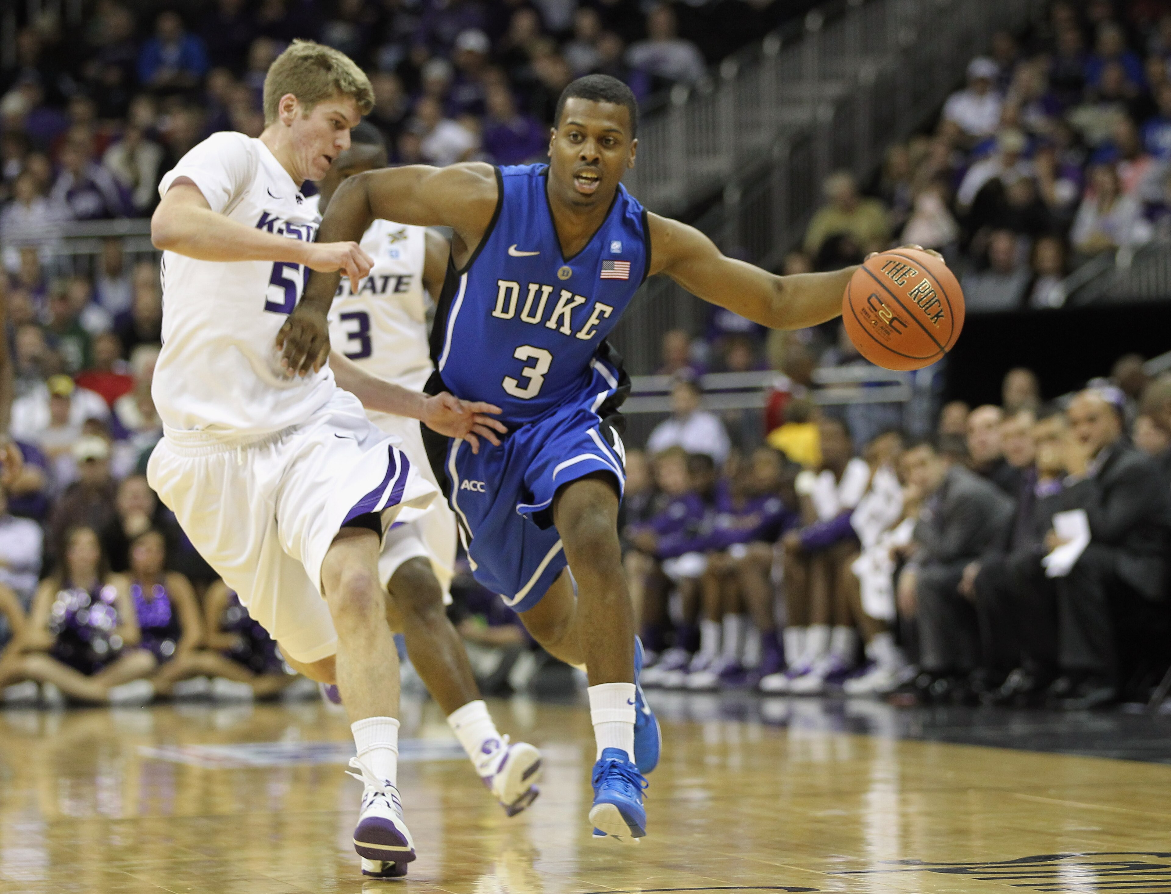 KANSAS CITY, MO - NOVEMBER 23:  Tyler Thornton #3 of the Duke Blue Devils in action during the CBE Classic game against the Kansas State Wildcats on November 23, 2010 at the Sprint Center in Kansas City, Missouri.  (Photo by Jamie Squire/Getty Images)