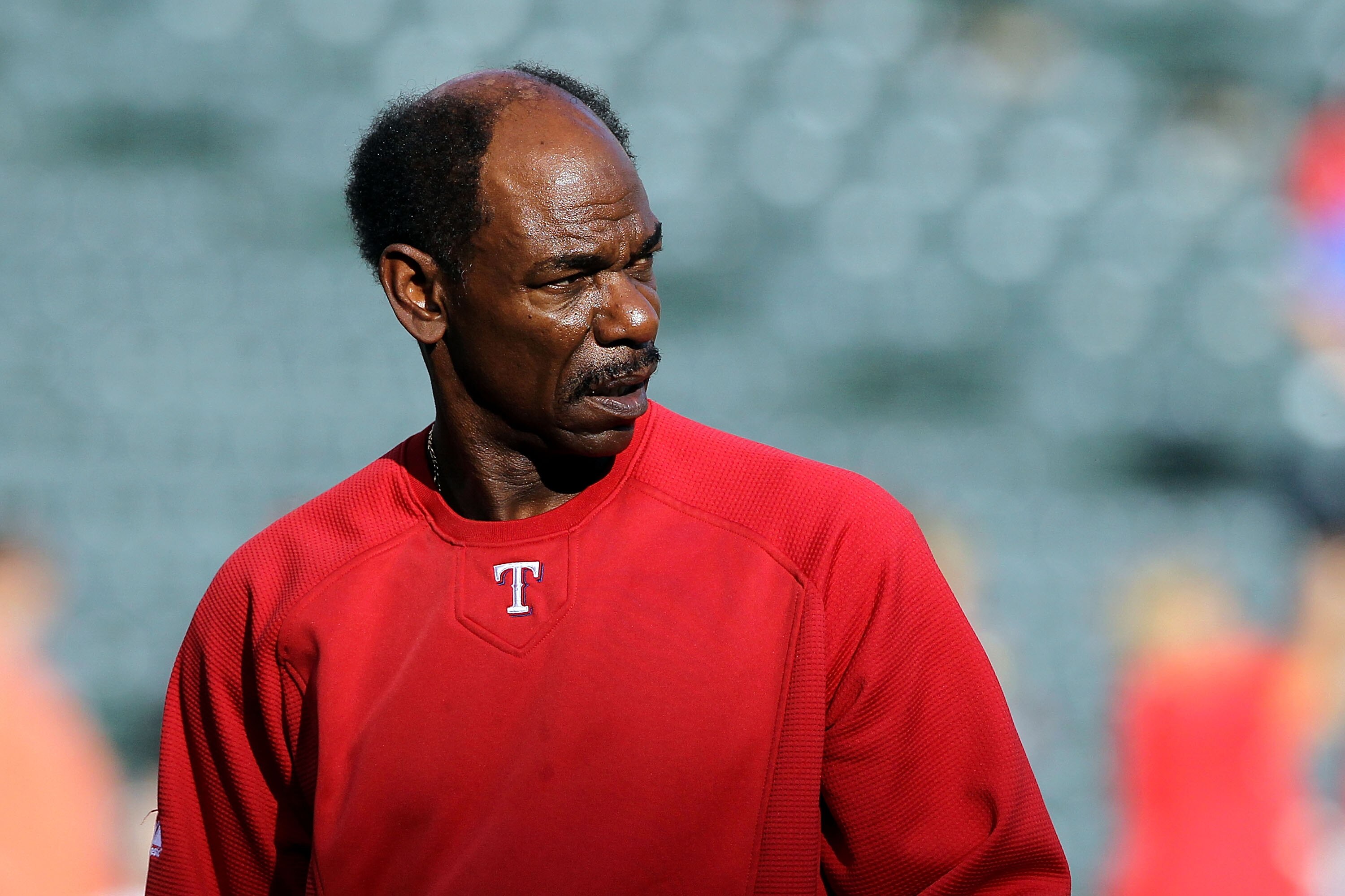 ARLINGTON, TX - NOVEMBER 01:  Manager Ron Washington of the Texas Rangers looks on during batting practice against the San Francisco Giants in Game Five of the 2010 MLB World Series at Rangers Ballpark in Arlington on November 1, 2010 in Arlington, Texas.