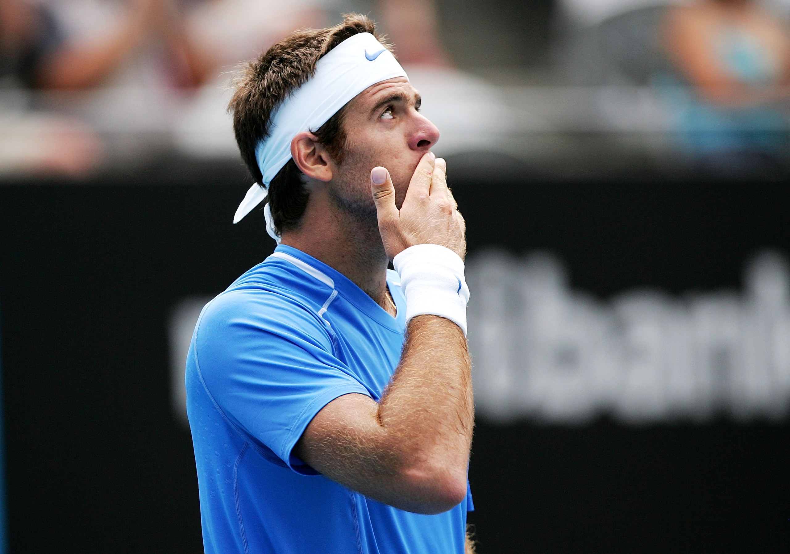 SYDNEY, AUSTRALIA - JANUARY 10:  Juan Martin Del Potro of Argentina celebrates after winning his match against Feliciano Lopez of Spain during day two of the 2011 Medibank International at Sydney Olympic Park Tennis Centre on January 10, 2011 in Sydney, A