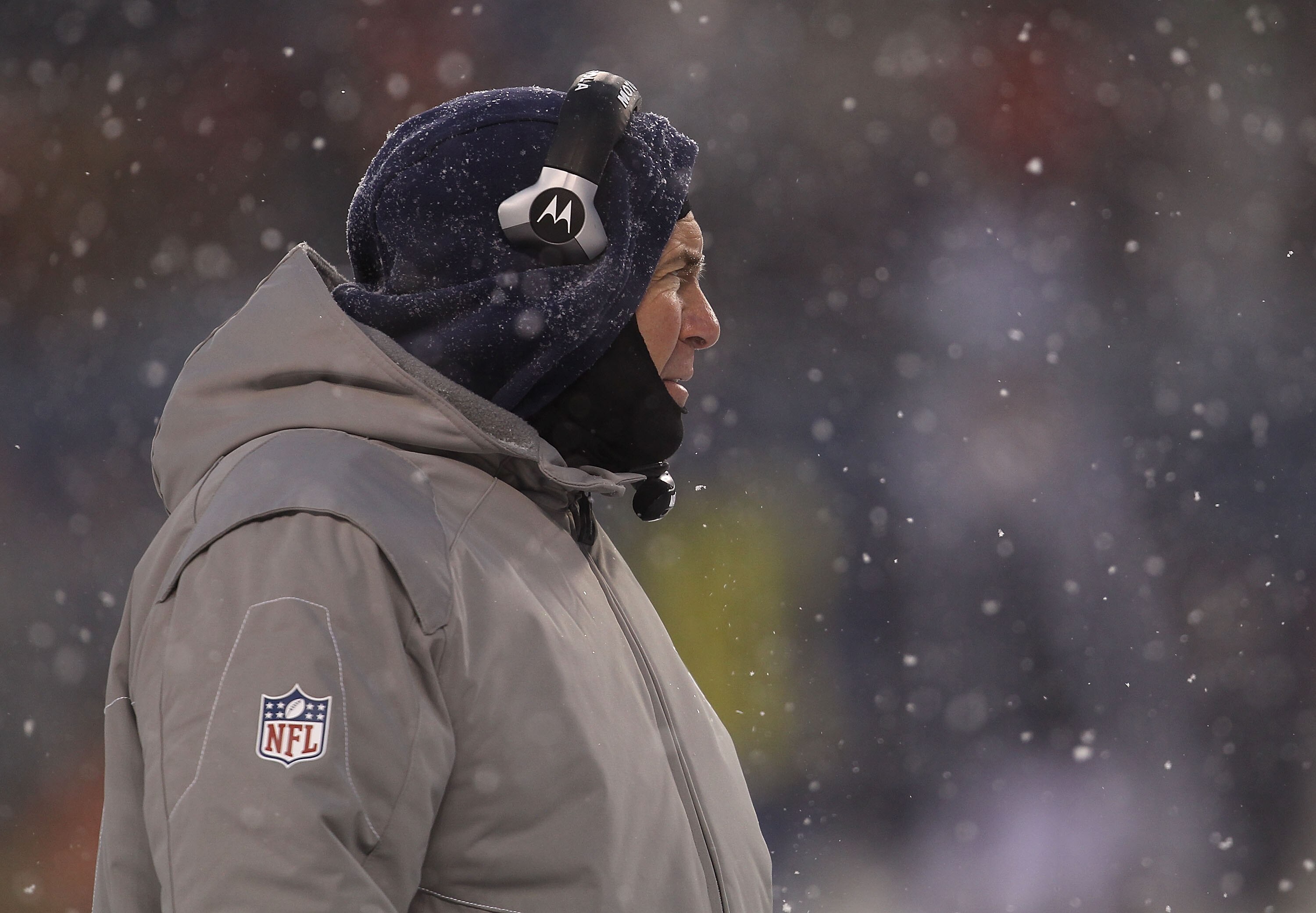 CHICAGO, IL - DECEMBER 12: Head coach Bill Belichick of the New England Patriots watches as his team takes on  the Chicago Bears at Soldier Field on December 12, 2010 in Chicago, Illinois. The Patriots defeated the Bears 36-7. (Photo by Jonathan Daniel/Ge