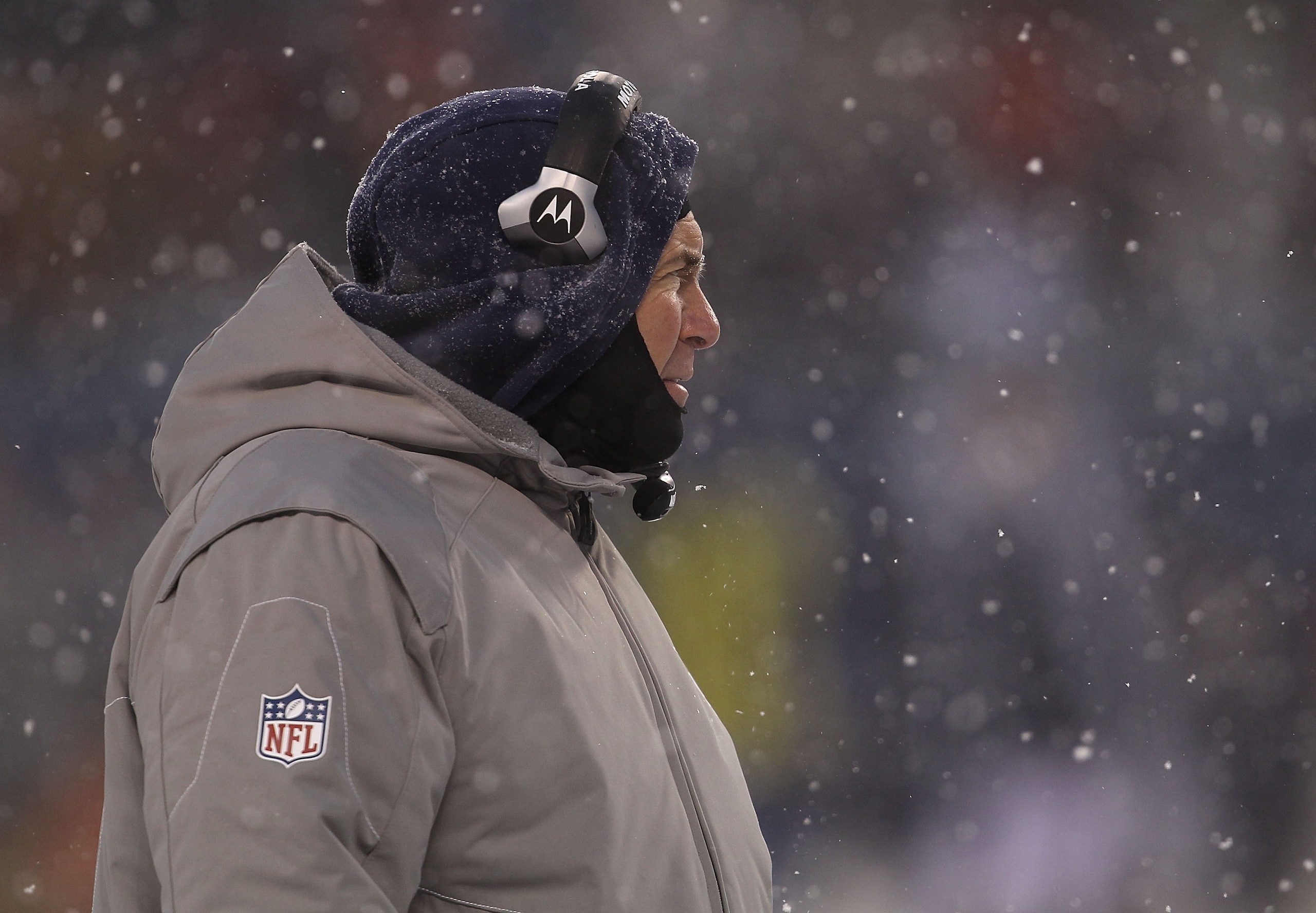 CHICAGO, IL - DECEMBER 12: Head coach Bill Belichick of the New England Patriots watches as his team takes on  the Chicago Bears at Soldier Field on December 12, 2010 in Chicago, Illinois. The Patriots defeated the Bears 36-7. (Photo by Jonathan Daniel/Ge