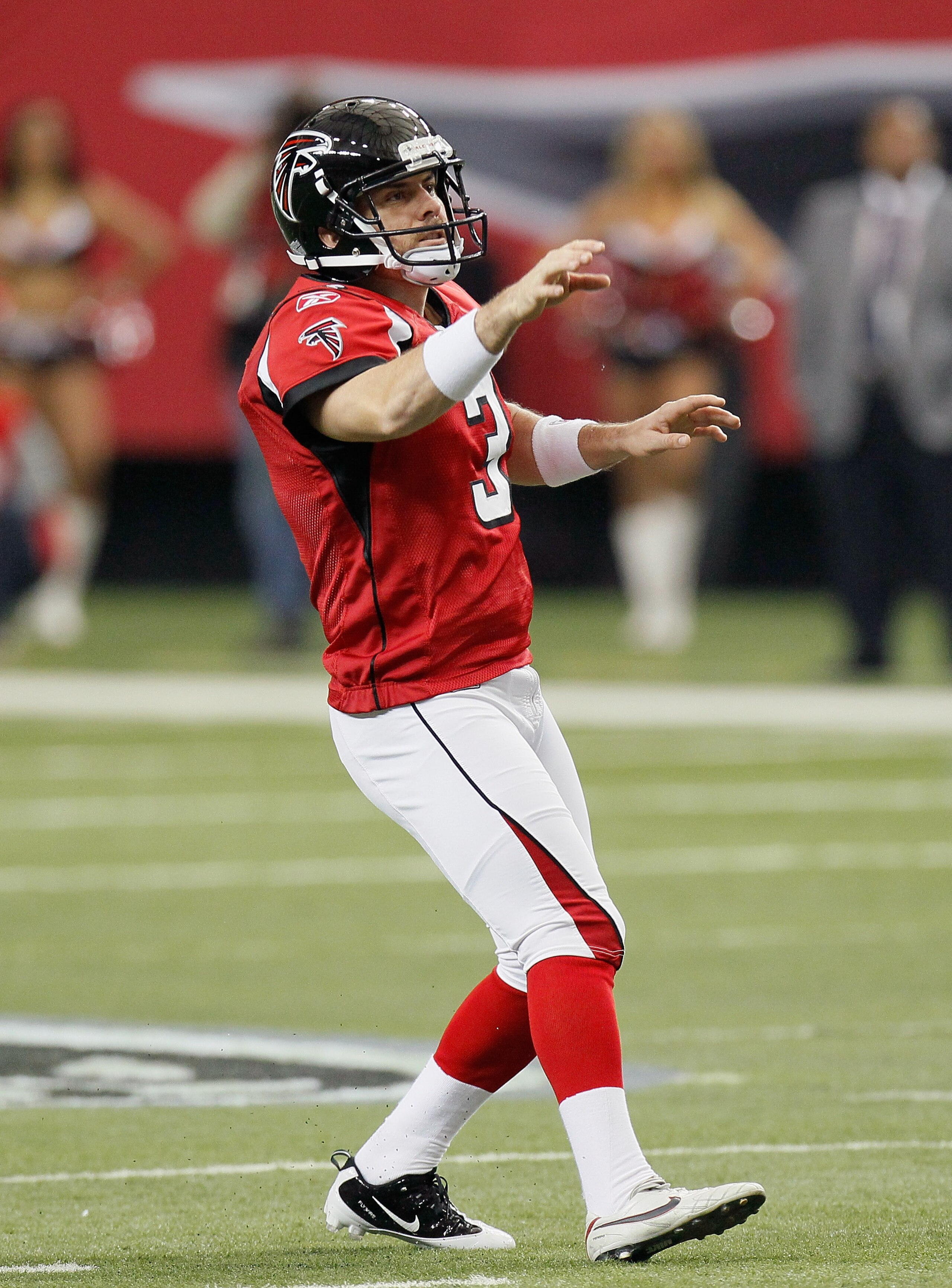 ATLANTA, GA - JANUARY 02:  Matt Bryant #3 of the Atlanta Falcons against the Carolina Panthers at Georgia Dome on January 2, 2011 in Atlanta, Georgia.  (Photo by Kevin C. Cox/Getty Images)