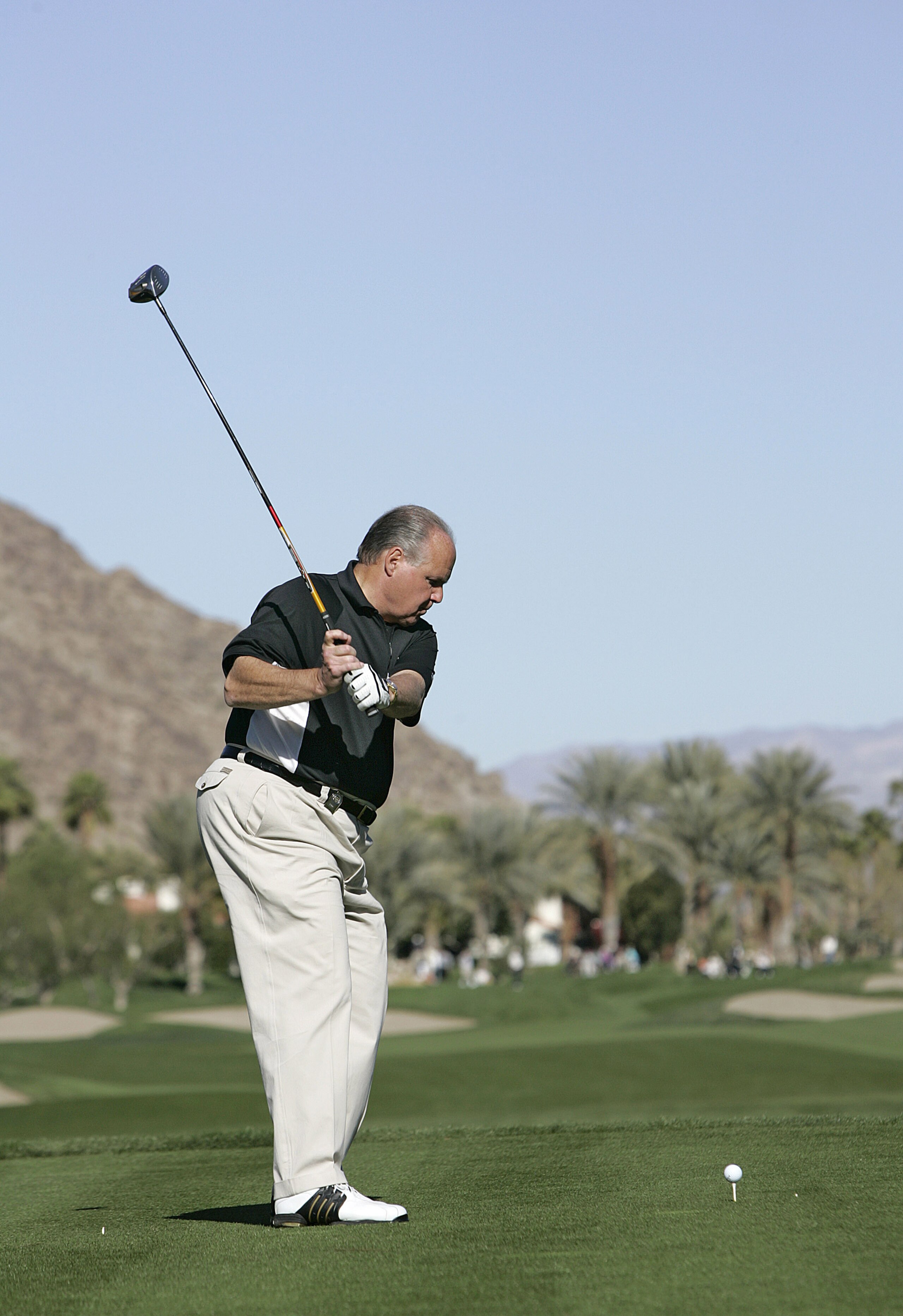 UNITED STATES - JANUARY 20:  Rush Limbaugh in action during the third round of the Bob Hope Chrysler Classic held at the Palmer Private Course at PGA West in La Quinta, California on Friday, January 20, 2006  (Photo by Sam Greenwood/Getty Images)