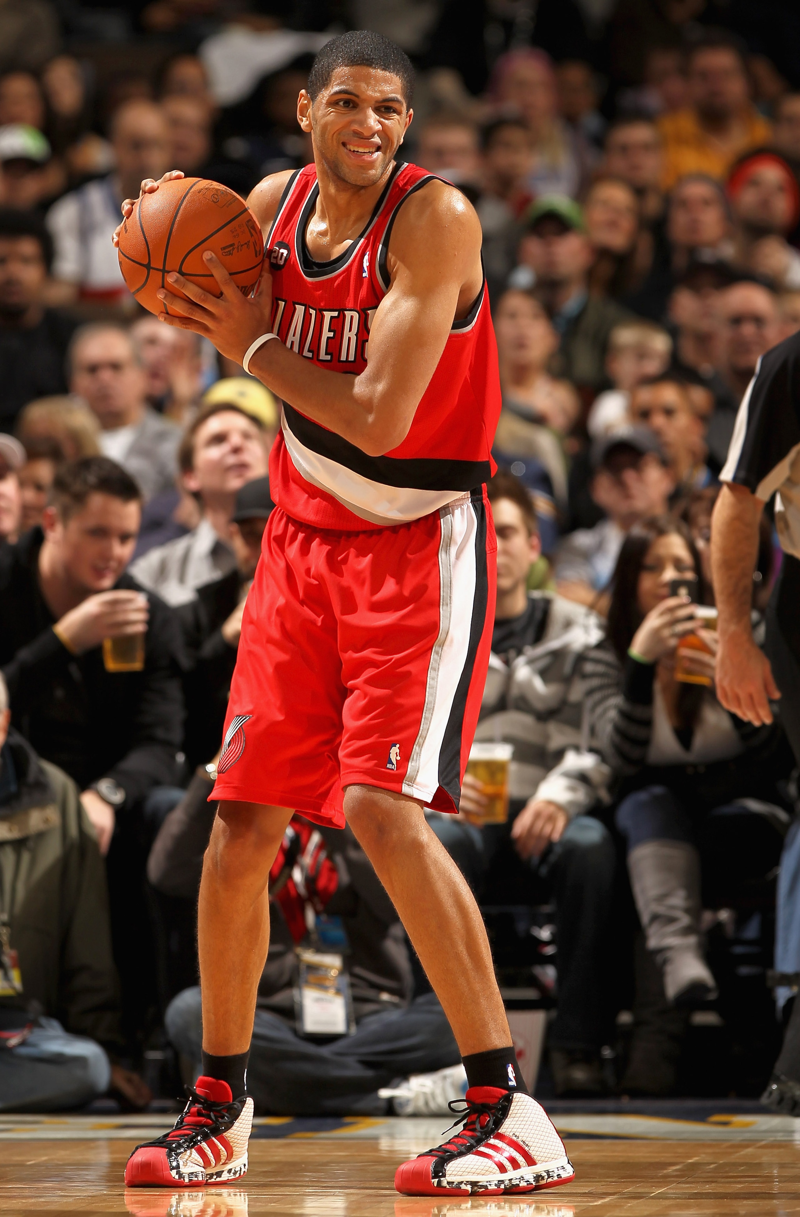 DENVER - DECEMBER 28:  Nicolas Batum #88 of the Portland Trail Blazers controls the ball against the Denver Nuggets at Pepsi Center on December 28, 2010 in Denver, Colorado. The Nuggets defeated the Blazers 95-77. NOTE TO USER: User expressly acknowledges