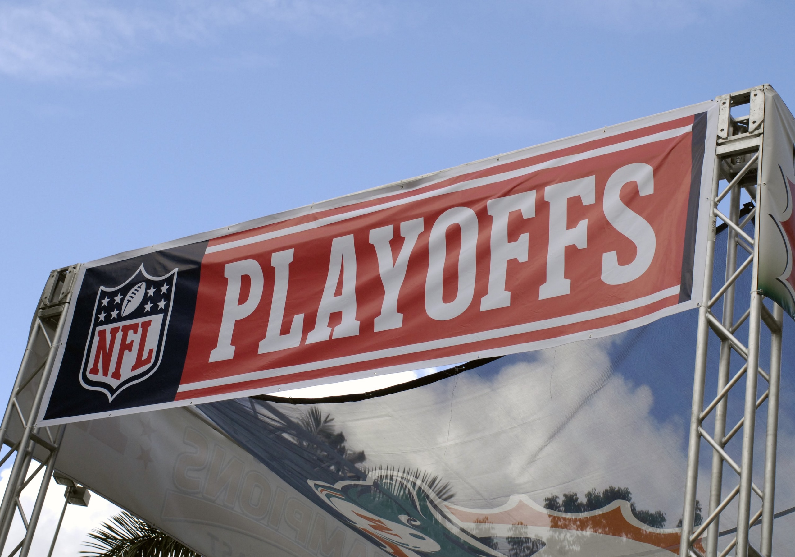 MIAMI, FL - JANUARY 4:  An NFL playoff banner is on display as the Miami Dolphins host the Baltimore Ravens in an NFL Wildcard Playoff Game at Dolphins Stadium on January 4, 2009 in Miami, Florida.  (Photo by Al Messerschmidt/Getty Images)