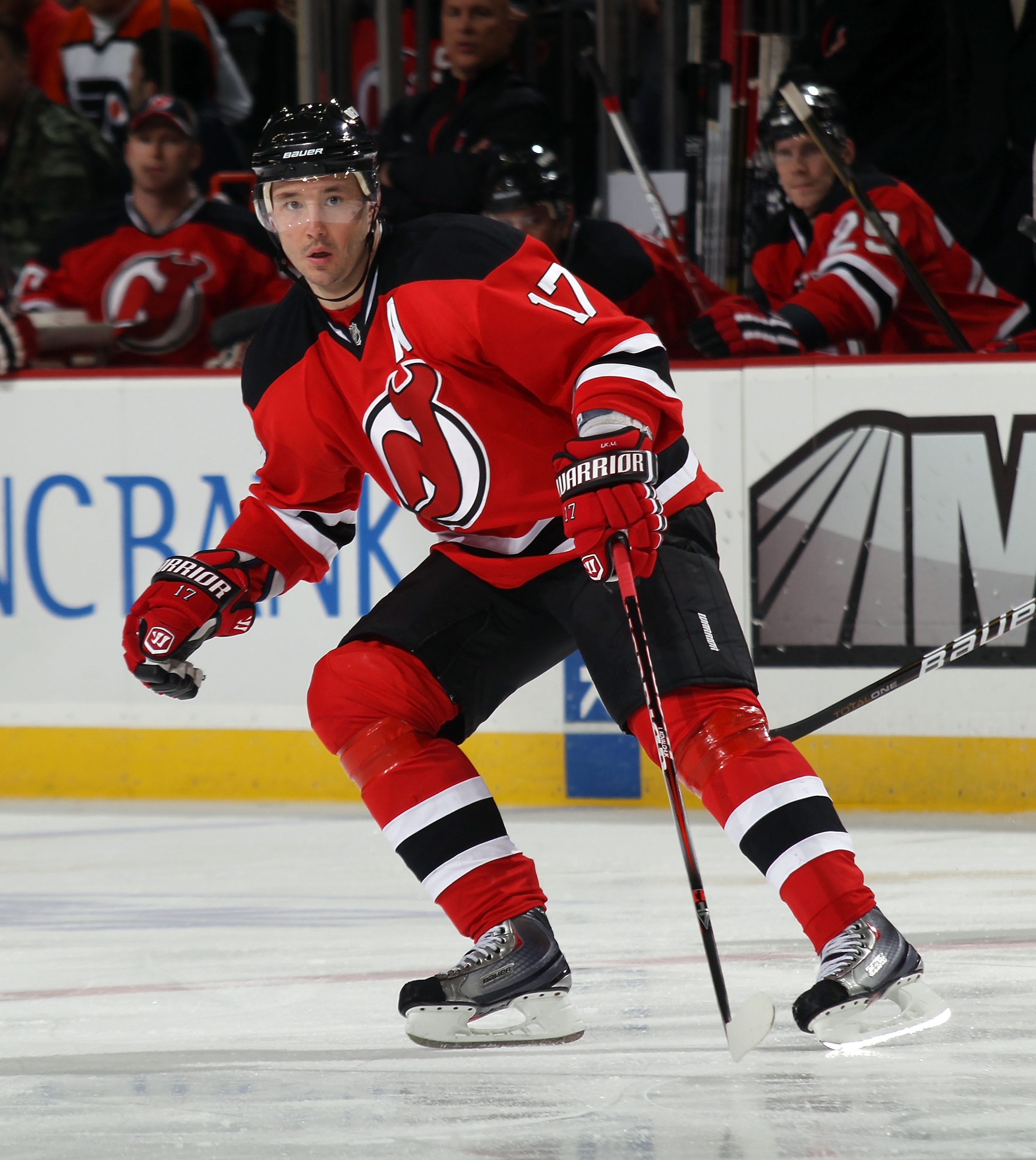 NEWARK, NJ - JANUARY 06: Ilya Kovalchuk #17 of the New Jersey Devils skates against the Philadelphia Flyers at the Prudential Center on January 6, 2011 in Newark, New Jersey.  (Photo by Bruce Bennett/Getty Images)