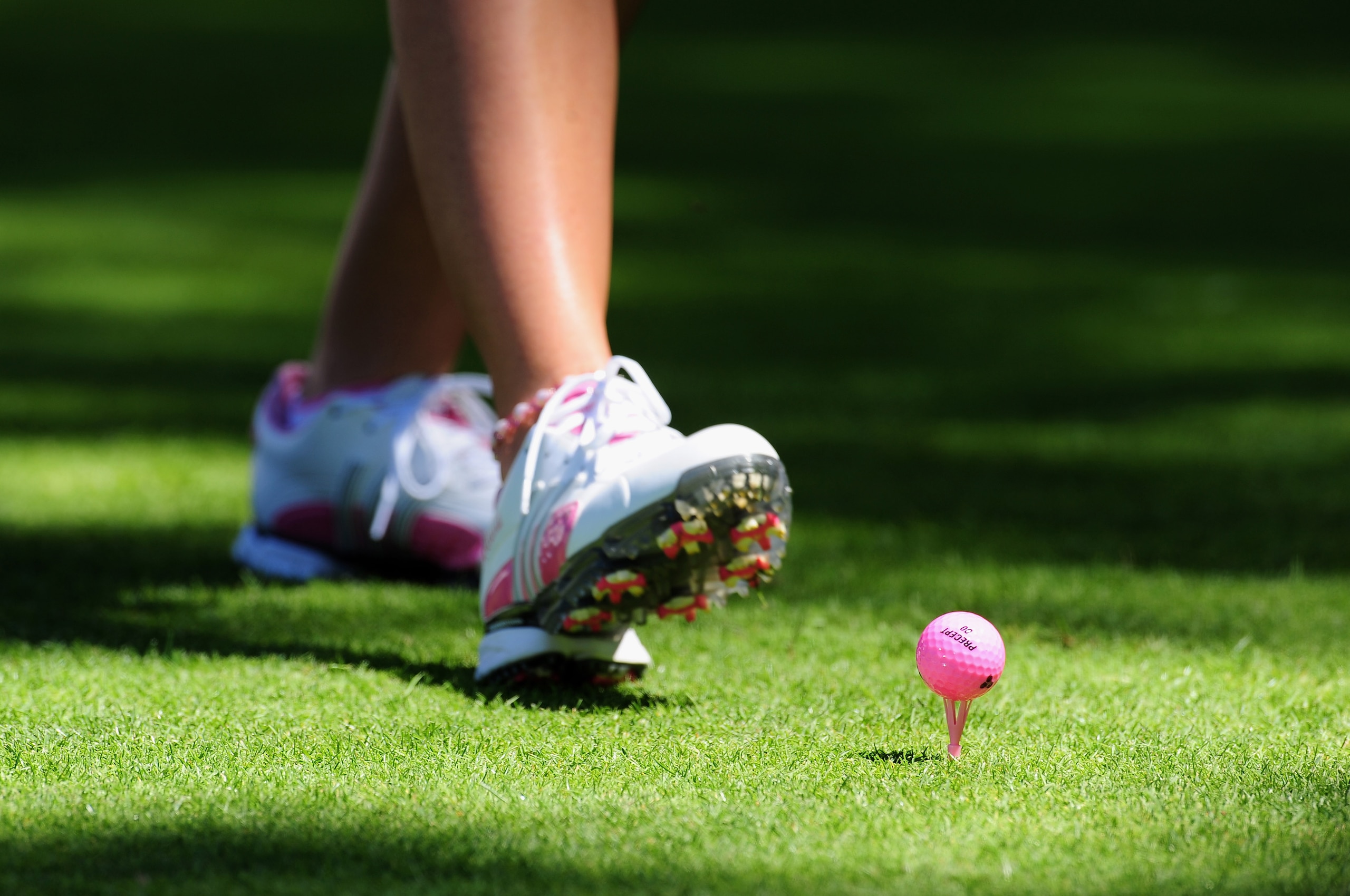 EVIAN-LES-BAINS, FRANCE - JULY 26:  The pink ball of Paula Creamer of USA during the final round of the Evian Masters at the Evian Masters Golf Club on July 26, 2009 in Evian-les-Bains, France.  (Photo by Stuart Franklin/Getty Images)
