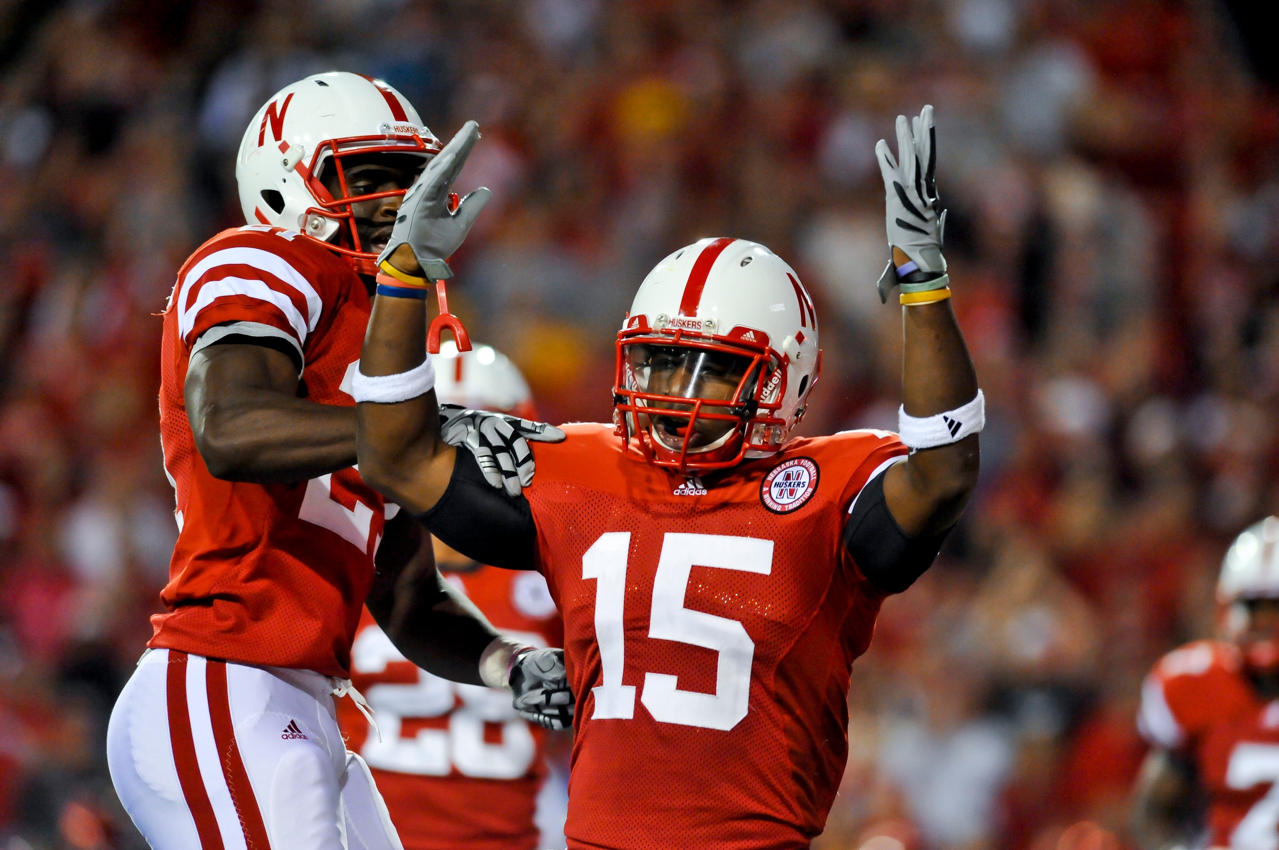 LINCOLN, NEBRASKA - SEPTEMBER 25: Nebraska Cornhuskers cornerback Alfonzo Dennard #15 celebrates with teammate cornerback Prince Amukamara #21during second half action of their game at Memorial Stadium on September 25, 2010 in Lincoln, Nebraska. Nebraska LINCOLN, NEBRASKA - SEPTEMBER 25: Nebraska Cornhuskers cornerback Alfonzo Dennard #15 celebrates with teammate cornerback Prince Amukamara #21during second half action of their game at Memorial Stadium on September 25, 2010 in Lincoln, Nebraska. Nebraska