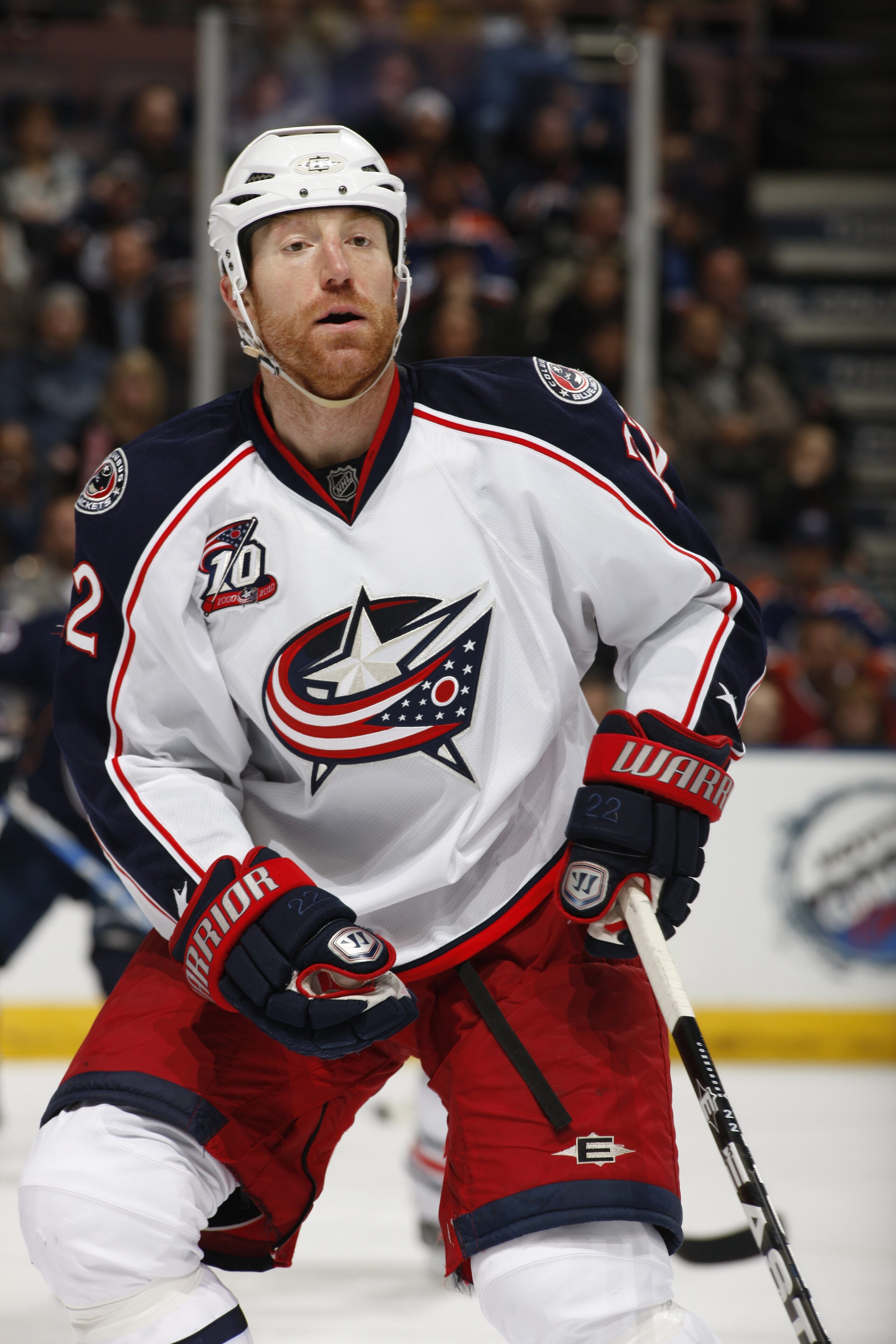 EDMONTON, CANADA - DECEMBER 16: Mike Commodore #22 of the Columbus Blue Jackets during the game against the Edmonton Oilers on December 16, 2010 at Rexall Place in Edmonton, Alberta, Canada. (Photo by Dale MacMillan/Getty Images)