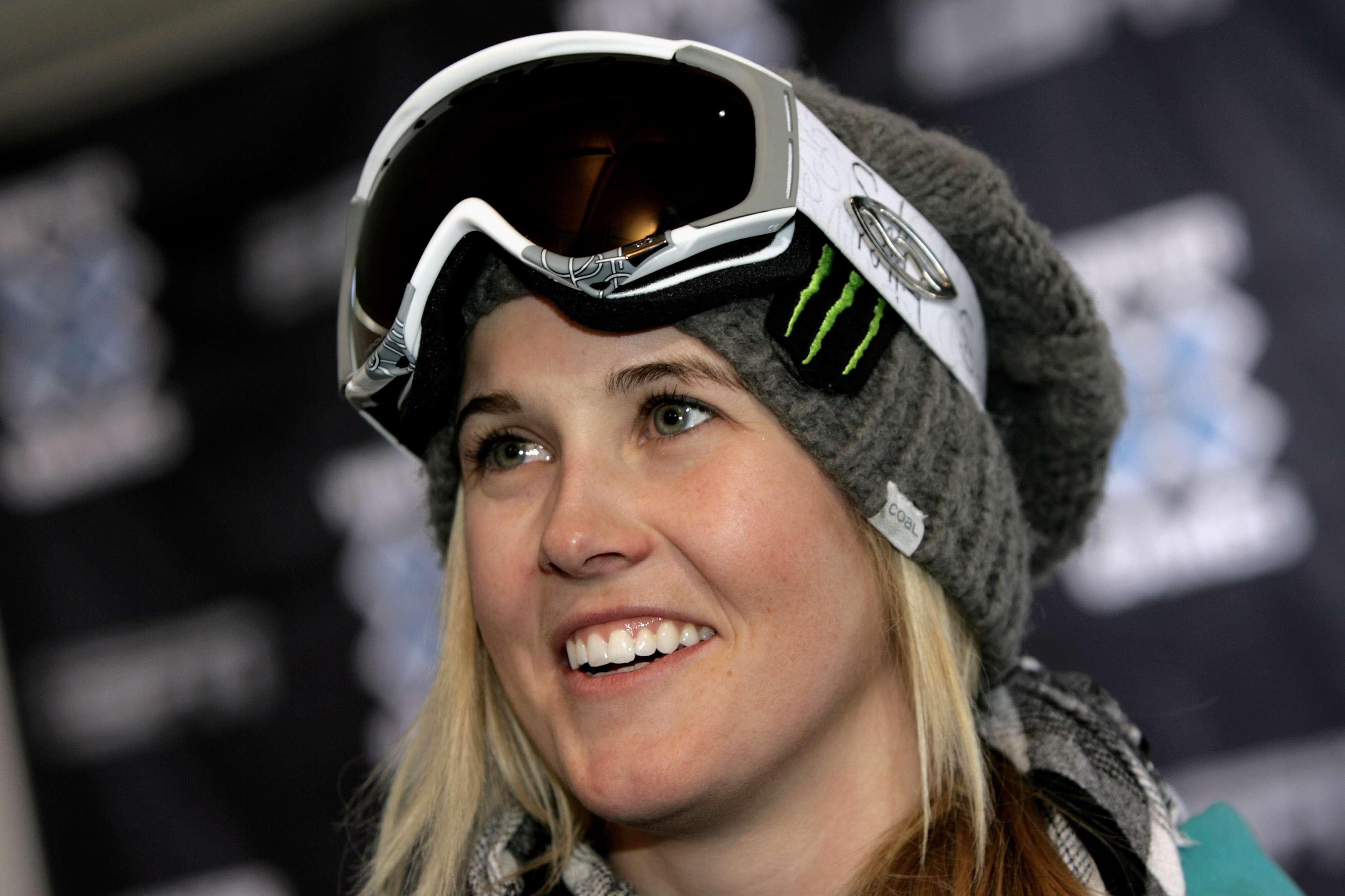 ASPEN, CO - JANUARY 21:  Skier Sarah Burke of Canada talks to the media on the eve of Winter X Games 13 on Buttermilk Mountain on January 21, 2008 in Aspen, Colorado.  (Photo by Doug Pensinger/Getty Images)