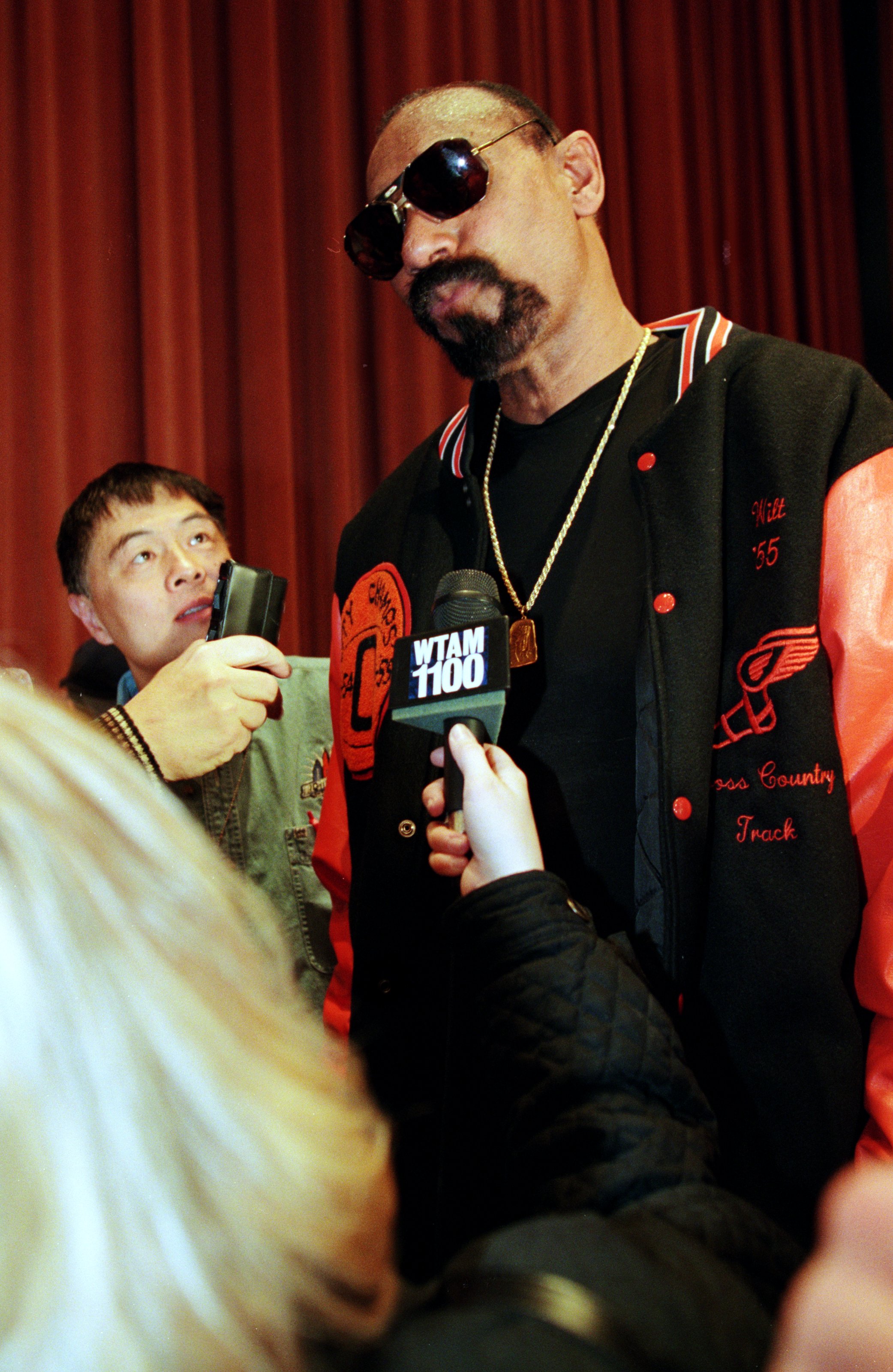 7 Feb 1997:  Former Los Angeles Laker Wilt Chamberlain addresses the media at a press conference before the NBA All-Star Game at the Renaissance Hotel in Cleveland, Ohio. Mandatory Credit: Brian Bahr  /Allsport