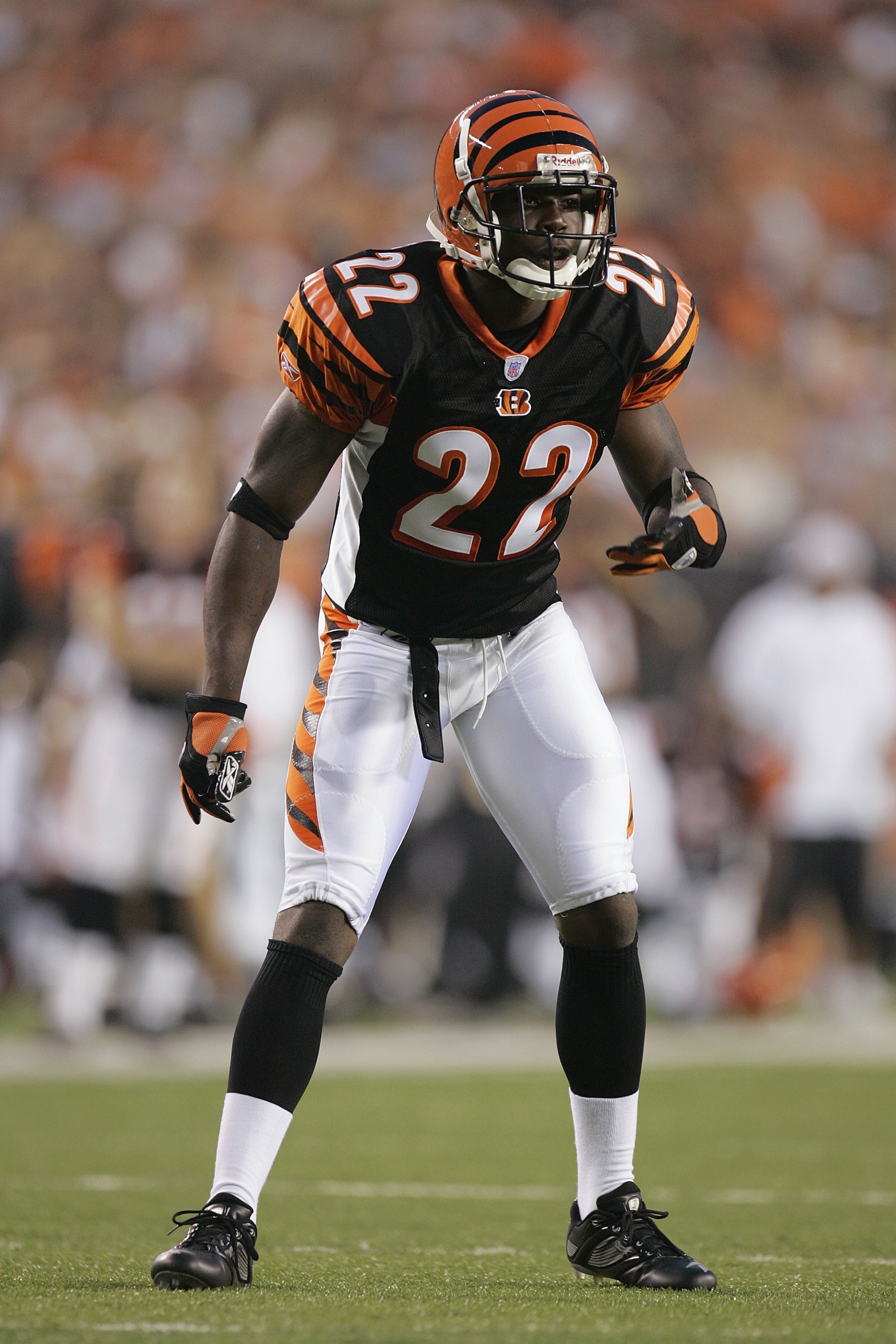 CINCINNATI - AUGUST 13:  Jonathan Joseph #22 of the Cincinnati Bengals looks on during their NFL preseason game against the Washington Redskins on August 13, 2006 at Paul Brown Stadium in Cincinnati, Ohio. (Photo By Gregory Shamus/Getty Images)