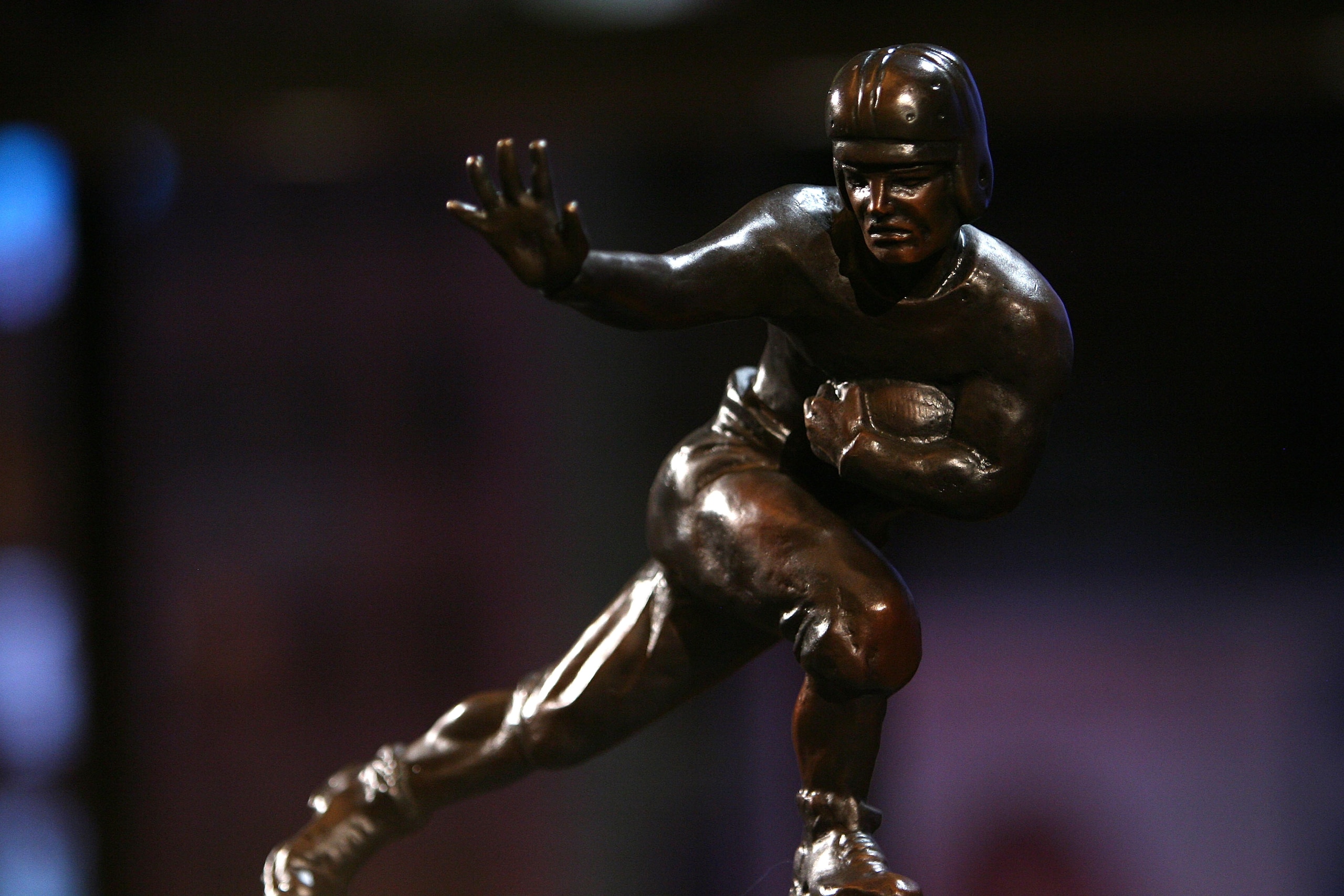NEW YORK - DECEMBER 12: The Heisman trophy awarded to Running back Mark Ingram #22 of the Alabama Crimson Tide at a press conference after he was named the 75th Heisman Trophy winner at the Marriott Marquis on December 12, 2009 in New York City. (Photo NEW YORK - DECEMBER 12: The Heisman trophy awarded to Running back Mark Ingram #22 of the Alabama Crimson Tide at a press conference after he was named the 75th Heisman Trophy winner at the Marriott Marquis on December 12, 2009 in New York City. (Photo
