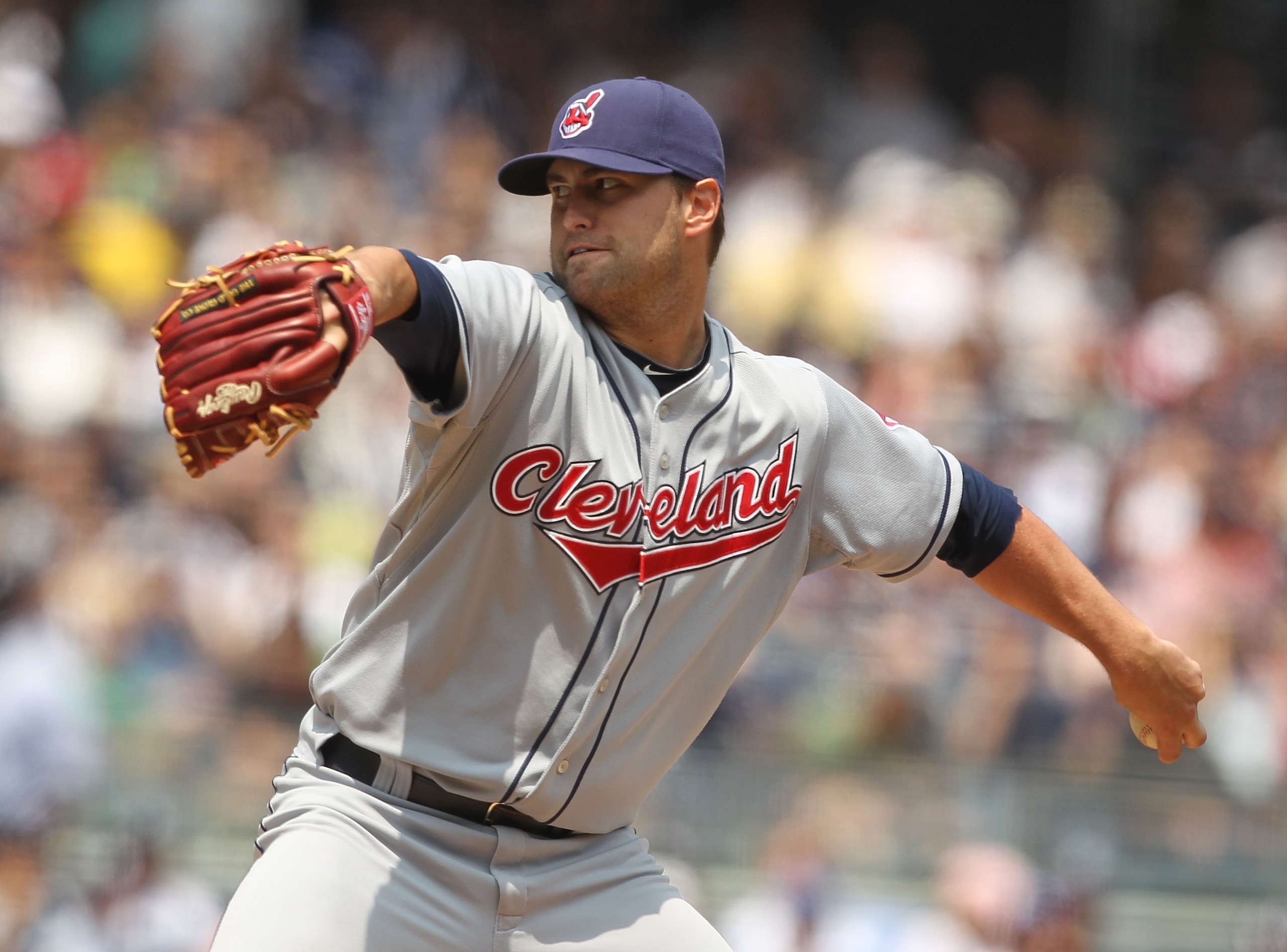 NEW YORK - MAY 29:  David Huff #28  of the Cleveland Indians pitches against The New York Yankees during their game on May 29, 2010 at Yankee Stadium in the Bronx Borough of New York City.  (Photo by Al Bello/Getty Images)