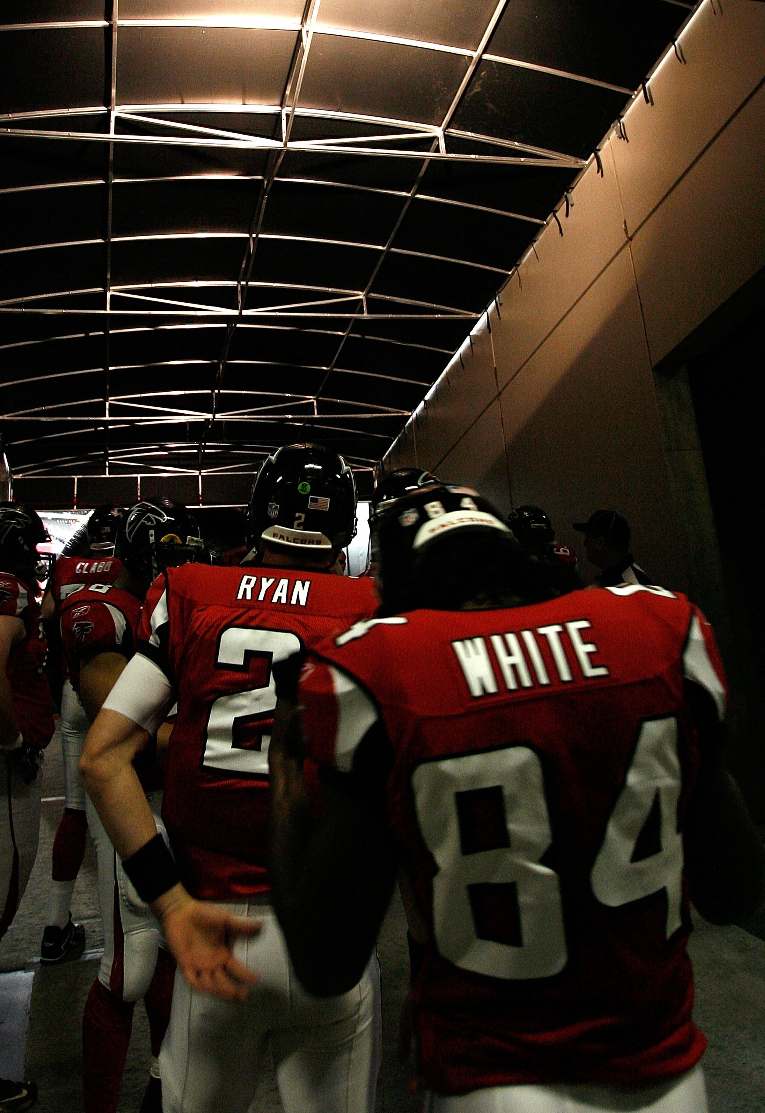 ATLANTA - DECEMBER 27: Quarterback Matt Ryan #2 and Roddy White #84 of the Atlanta Falcons wait for player introductions before facing the Buffalo Bills at Georgia Dome on December 27, 2009 in Atlanta, Georgia. (Photo by Kevin C. Cox/Getty Images) ATLANTA - DECEMBER 27: Quarterback Matt Ryan #2 and Roddy White #84 of the Atlanta Falcons wait for player introductions before facing the Buffalo Bills at Georgia Dome on December 27, 2009 in Atlanta, Georgia. (Photo by Kevin C. Cox/Getty Images)