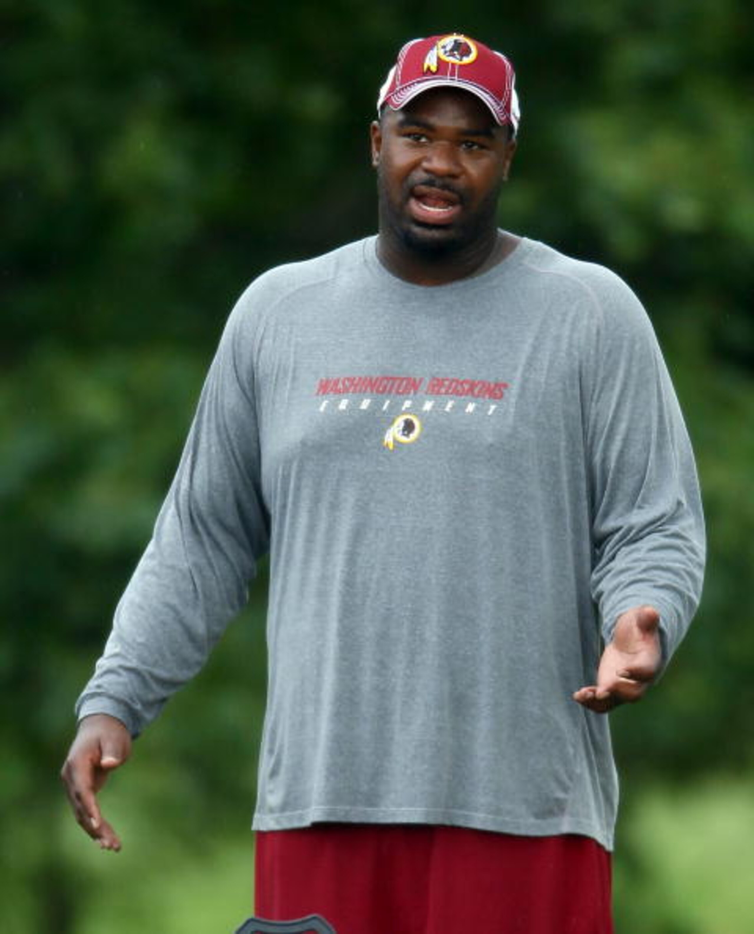 ASHBURN, VA - JULY 29:  Defensive lineman Albert Haynesworth #92 works out after practice during the Redskins first day of training camp on July 29, 2010 in Ashburn, Virginia.  (Photo by Win McNamee/Getty Images)