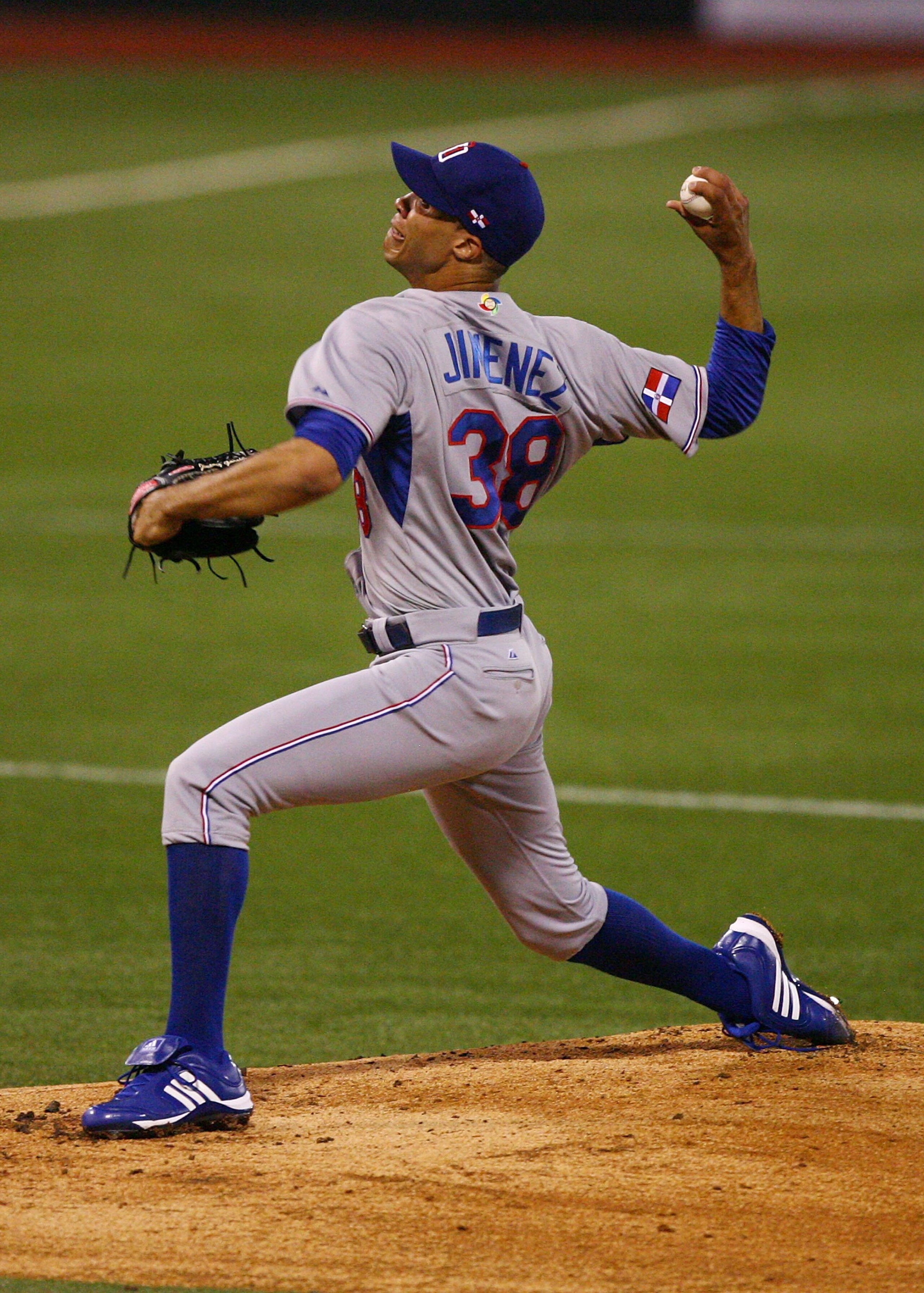 SAN JUAN, PUERTO RICO - MARCH 10:  Ubaldo Jiminez #38 of The Dominican Republic pitches against  The Netherlands during the 2009 World Baseball Classic Pool D match on March 10, 2009 at Hiram Bithorn Stadium in San Juan, Puerto Rico.  (Photo by Al Bello/G