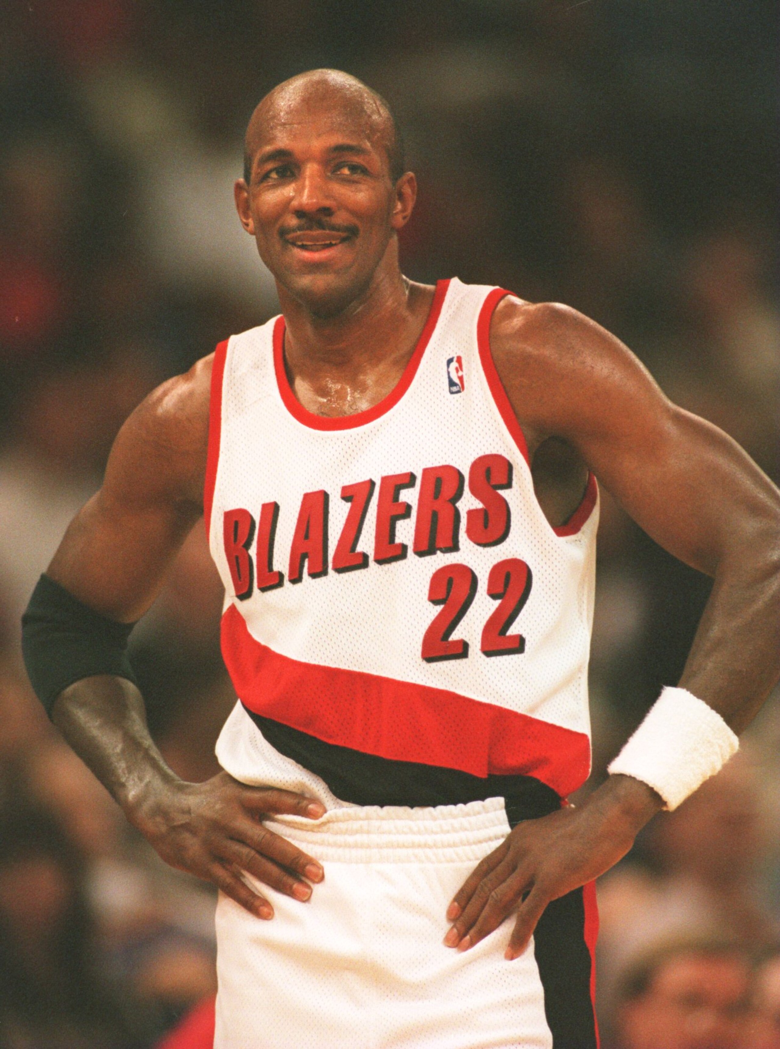 11 Jan 1995: FORWARD CLYDE DREXLER OF THE PORTLAND TRAILBLAZERS ON THE COURT DURING A 104-92 VICTORY OVER THE WARRIORS IN PORTLAND, OREGON. 11 Jan 1995: FORWARD CLYDE DREXLER OF THE PORTLAND TRAILBLAZERS ON THE COURT DURING A 104-92 VICTORY OVER THE WARRIORS IN PORTLAND, OREGON.
