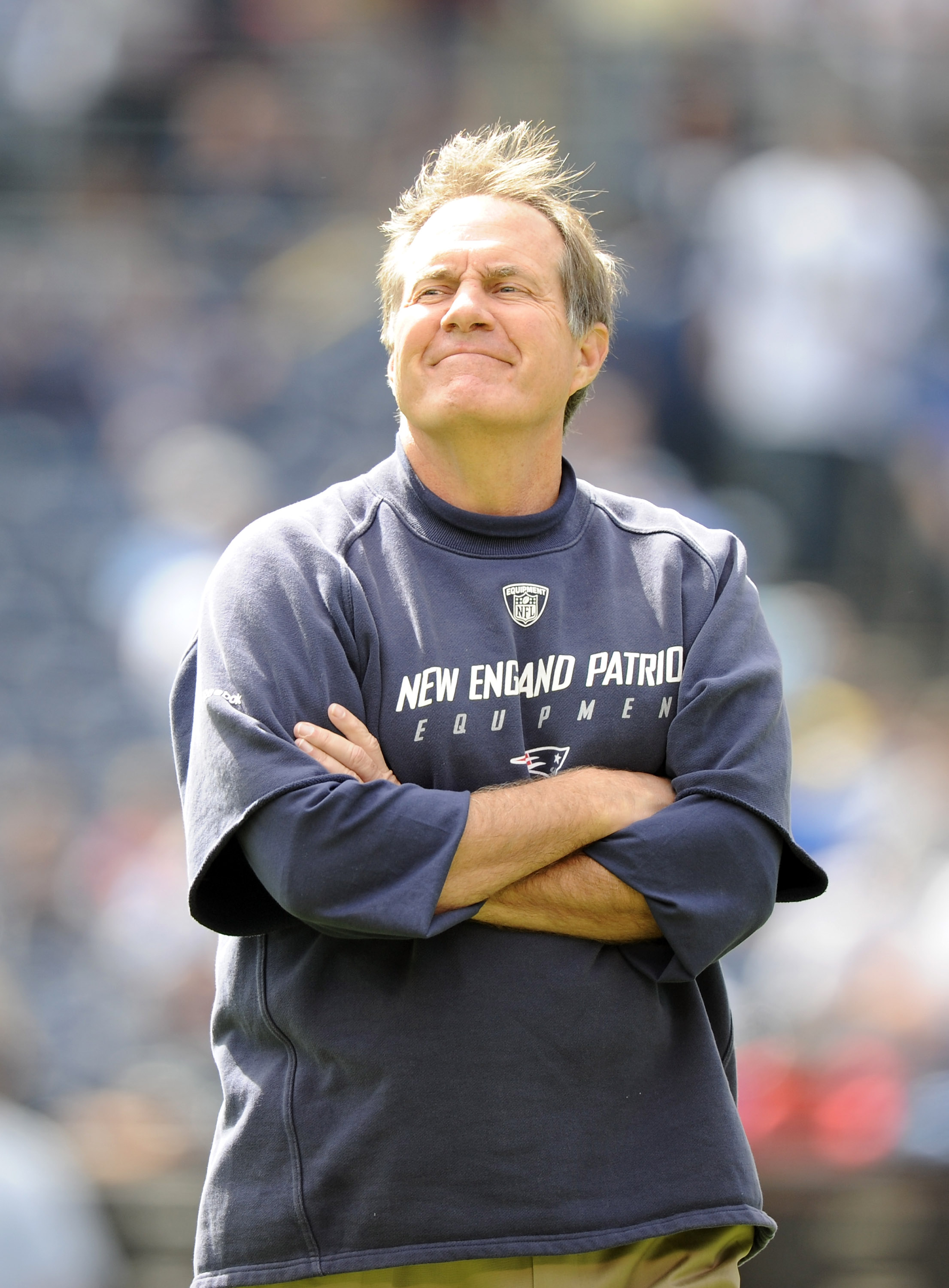 SAN DIEGO - OCTOBER 24:  Head Coach Bill Belichick of the New England Patriots during warm up against the San Diego Chargers at Qualcomm Stadium on October 24, 2010 in San Diego, California.  (Photo by Harry How/Getty Images)