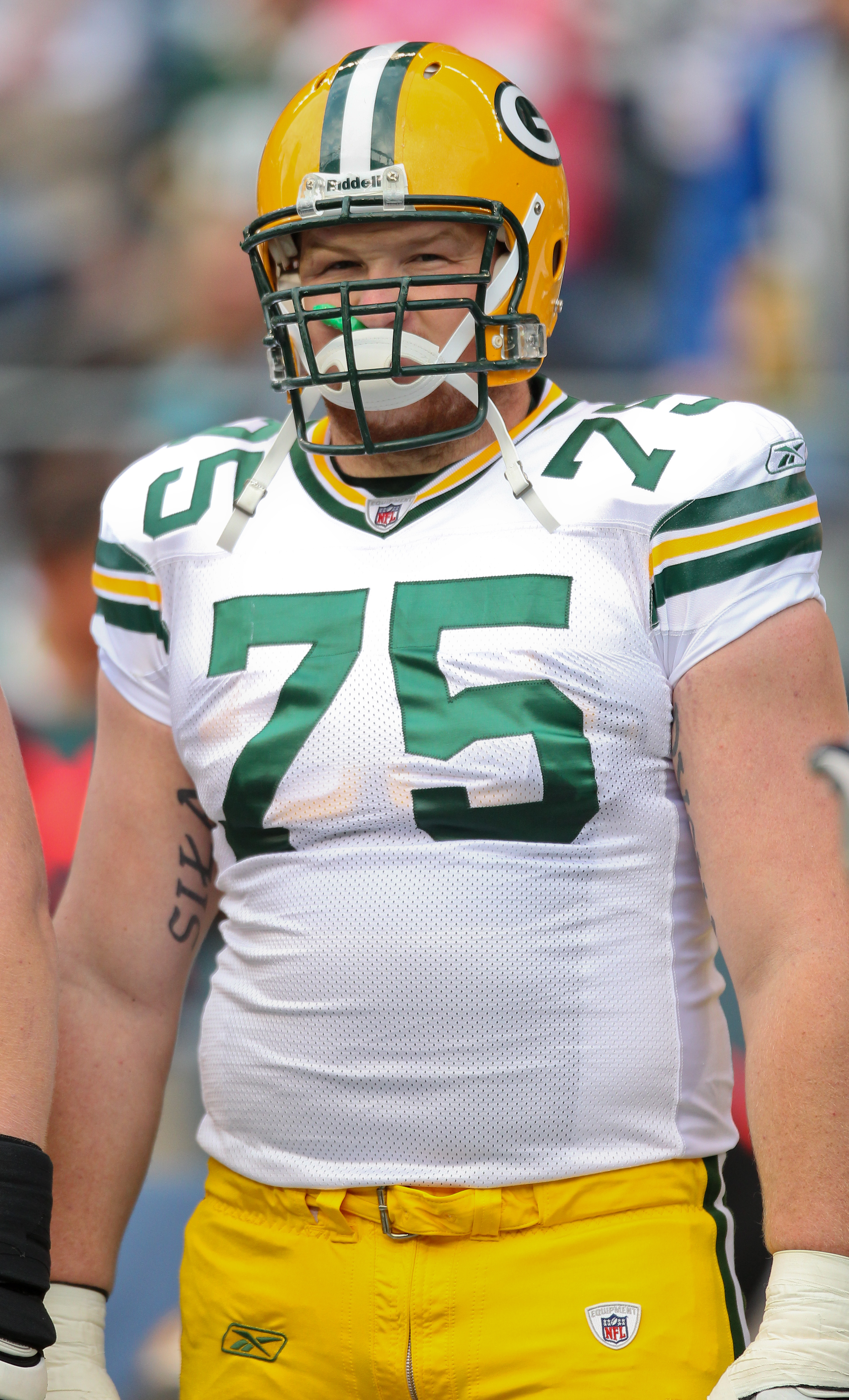 SEATTLE - AUGUST 21:  Guard Bryan Bulaga #75 of the Green Bay Packers looks on prior to the preseason game against the Seattle Seahawks at Qwest Field on August 21, 2010 in Seattle, Washington. (Photo by Otto Greule Jr/Getty Images)