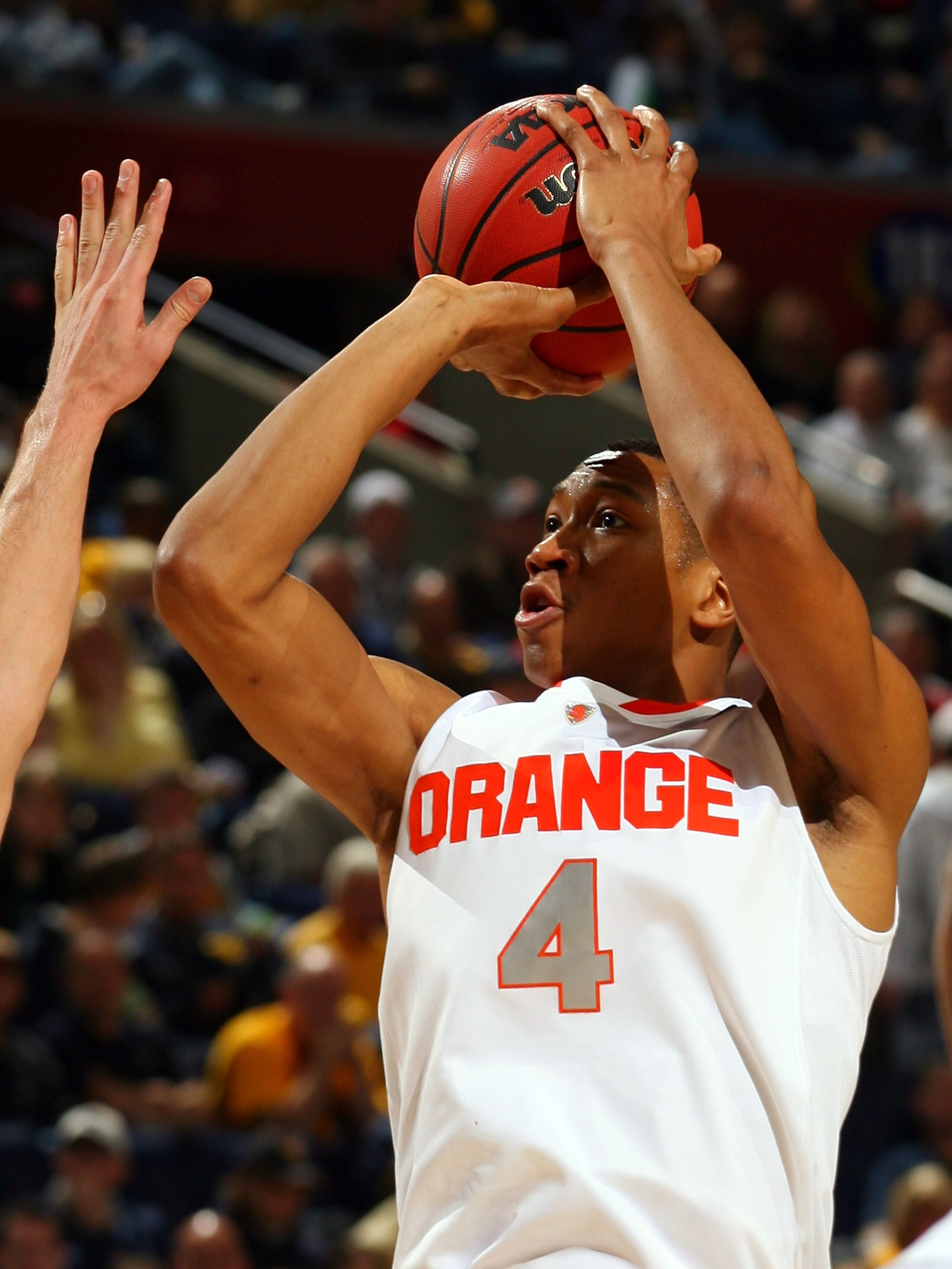 BUFFALO, NY - MARCH 21:  Wes Johnson #4 of the Syracuse Orange shoots the ball against the Gonzaga Bulldogs during the second round of the 2010 NCAA men's basketball tournament at HSBC Arena at HSBC Arena on March 21, 2010 in Buffalo, New York.  (Photo by