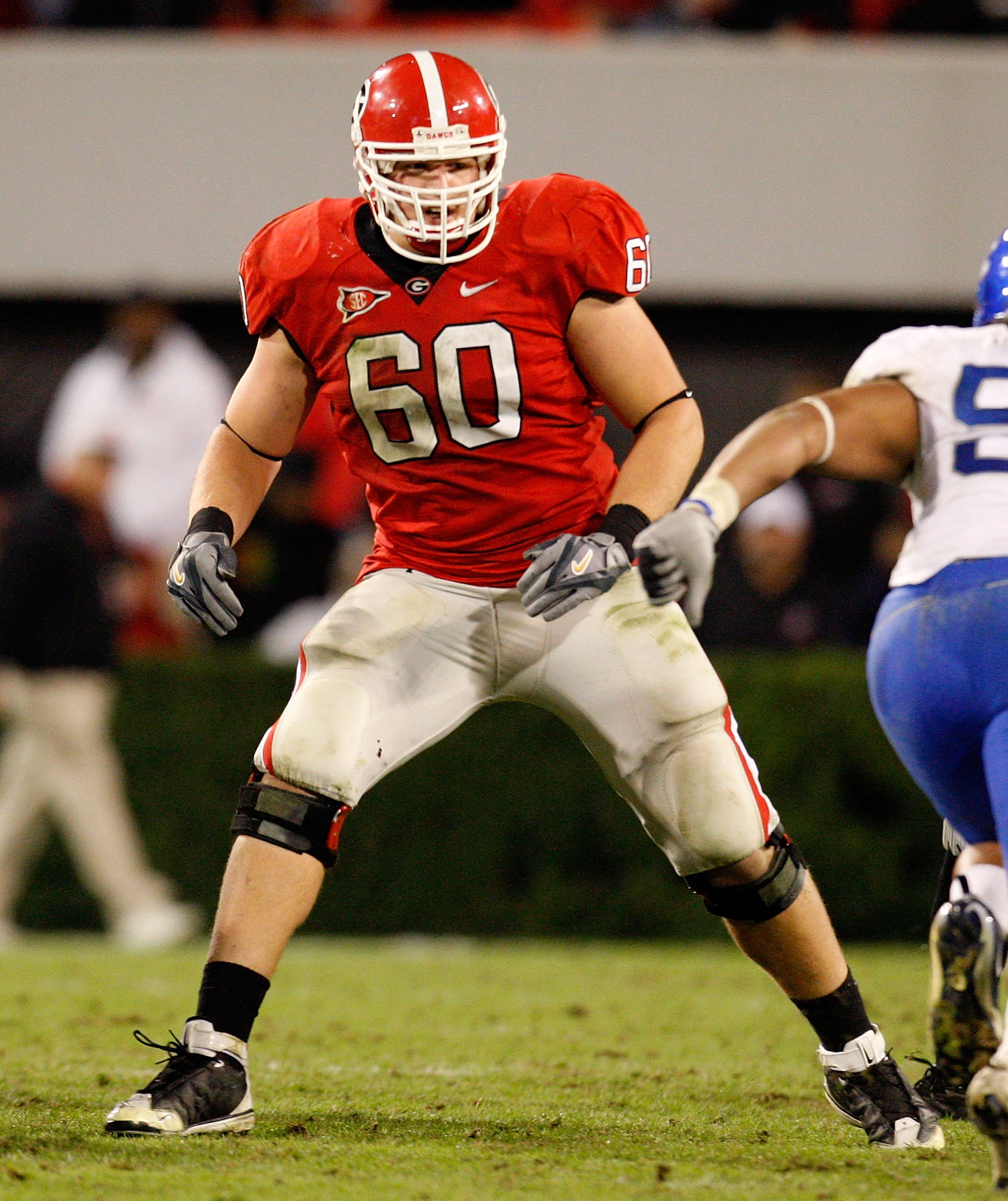 ATHENS, GA - NOVEMBER 21:  Clint Boling #60 of the Georgia Bulldogs against the Kentucky Wildcats at Sanford Stadium on November 21, 2009 in Athens, Georgia.  (Photo by Kevin C. Cox/Getty Images)