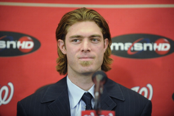 WASHINGTON, DC - DECEMBER 15:  Jayson Werth #28 of the Washington Nationals speaks as he is introduced to the media on December 15, 2010 at Nationals Park in Washington, DC.   (Photo by Mitchell Layton/Getty Images)