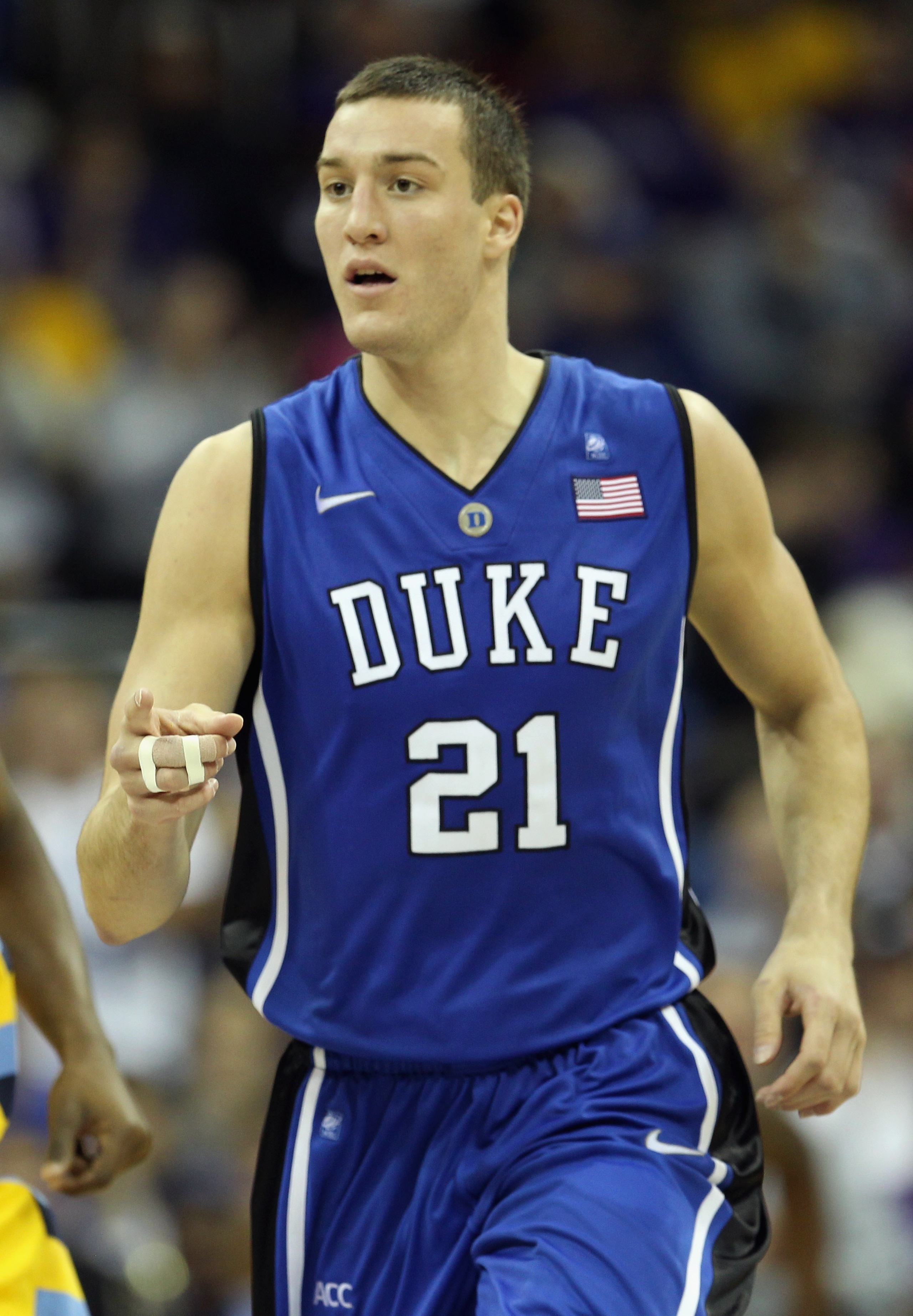 KANSAS CITY, MO - NOVEMBER 22: Miles Plumlee #21 of the Duke Blue Devils in action during the CBE Classic game against the Kansas State Wildcats on November 23, 2010 at the Sprint Center in Kansas City, Missouri. (Photo by Jamie Squire/Getty Images) KANSAS CITY, MO - NOVEMBER 22: Miles Plumlee #21 of the Duke Blue Devils in action during the CBE Classic game against the Kansas State Wildcats on November 23, 2010 at the Sprint Center in Kansas City, Missouri. (Photo by Jamie Squire/Getty Images)