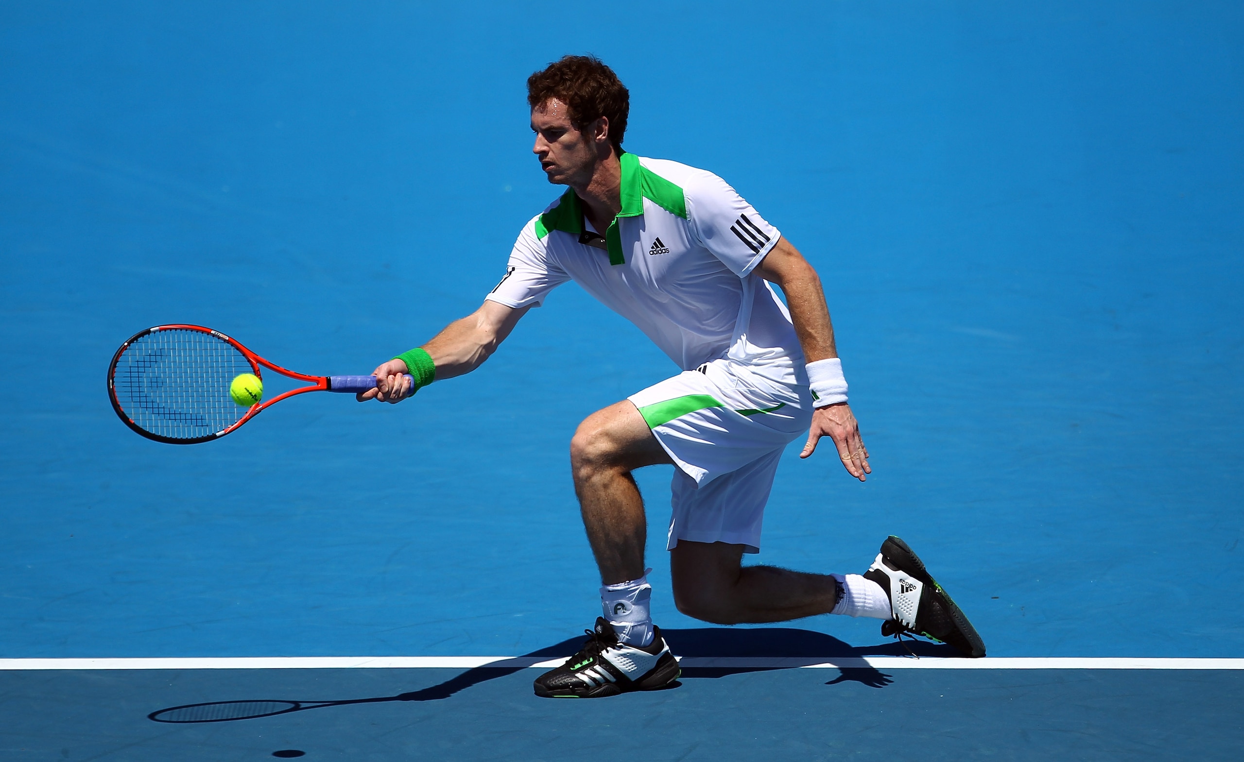 MELBOURNE, AUSTRALIA - JANUARY 15:  Andy Murray of Great Britain in action during a practice session ahead of the 2011 Australian Open at Melbourne Park on January 15, 2011 in Melbourne, Australia.  (Photo by Julian Finney/Getty Images)