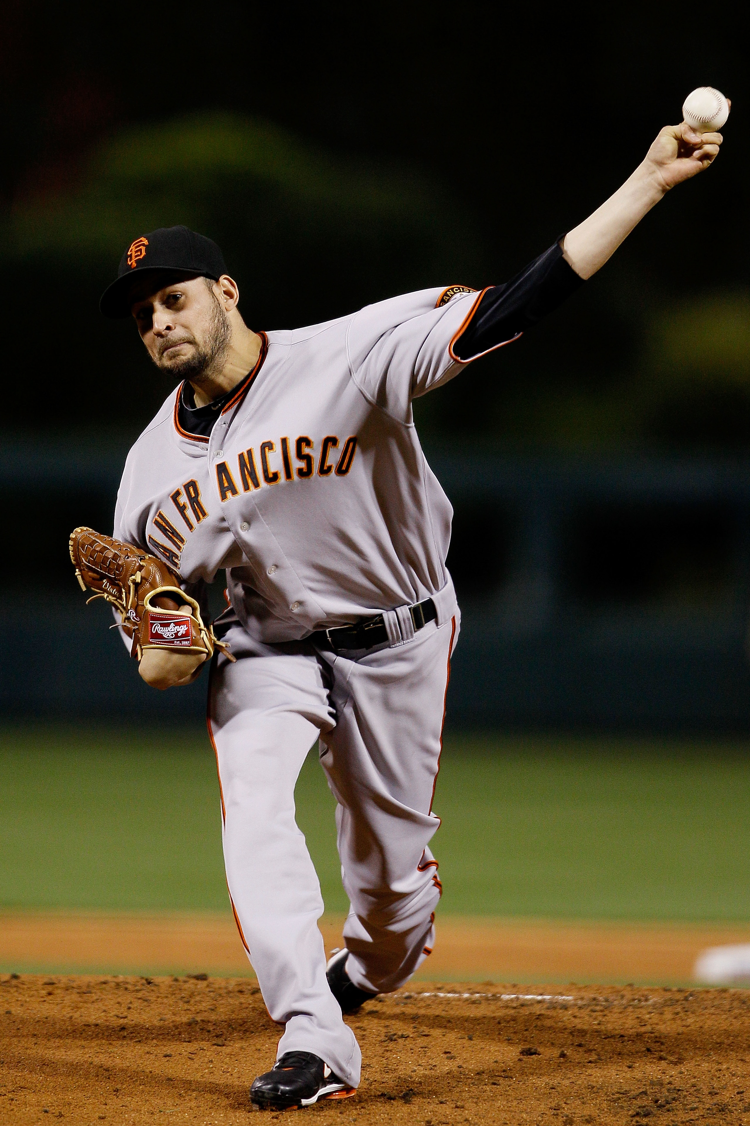 PHILADELPHIA - OCTOBER 23: Jonathan Sanchez #57 of the San Francisco Giants pitches against the Philadelphia Phillies in Game Six of the NLCS during the 2010 MLB Playoffs at Citizens Bank Park on October 23, 2010 in Philadelphia, Pennsylvania. (Photo by PHILADELPHIA - OCTOBER 23: Jonathan Sanchez #57 of the San Francisco Giants pitches against the Philadelphia Phillies in Game Six of the NLCS during the 2010 MLB Playoffs at Citizens Bank Park on October 23, 2010 in Philadelphia, Pennsylvania. (Photo by